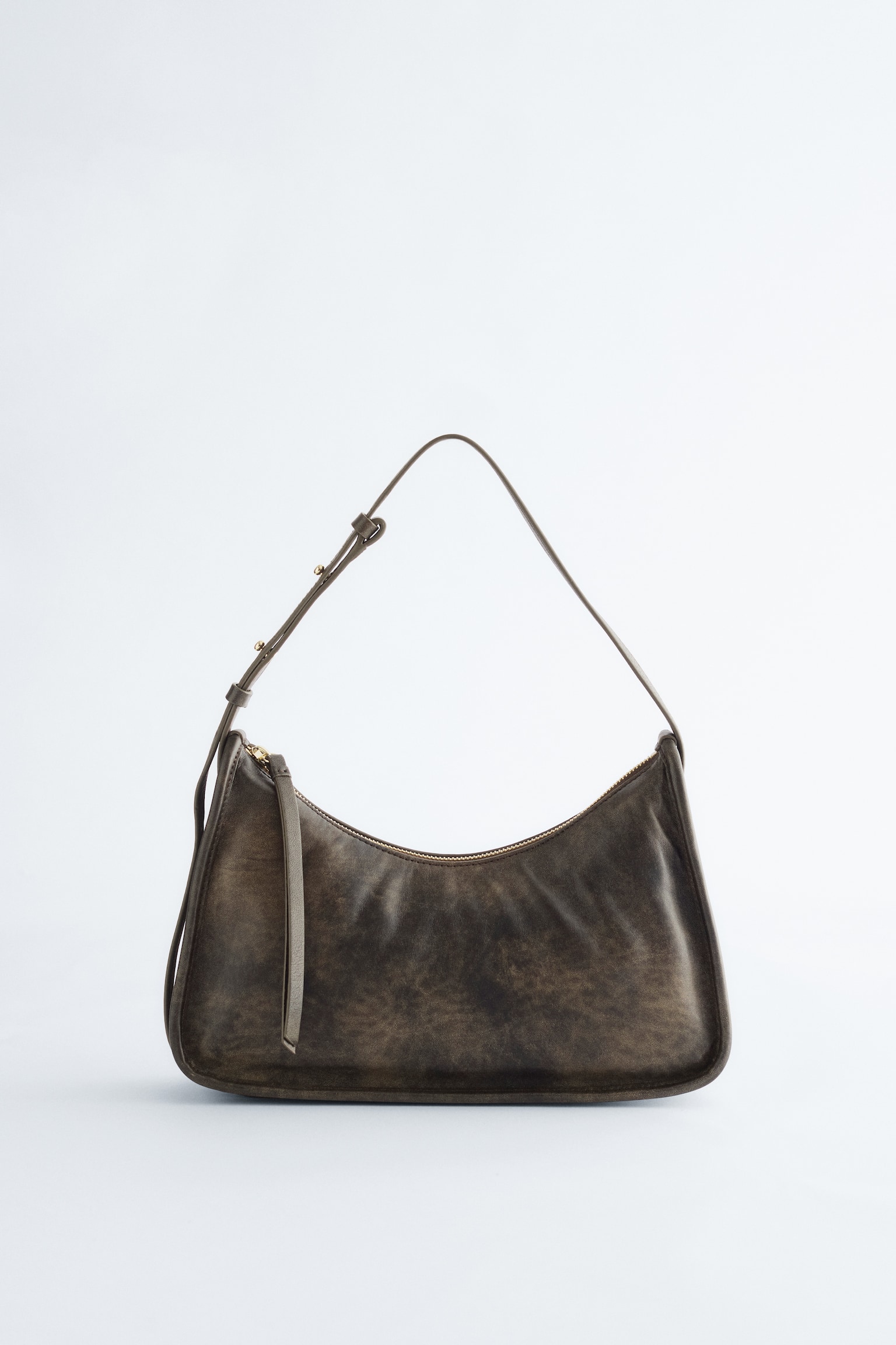 Кожена чанта за рамо - Кафяво/Черен - 2