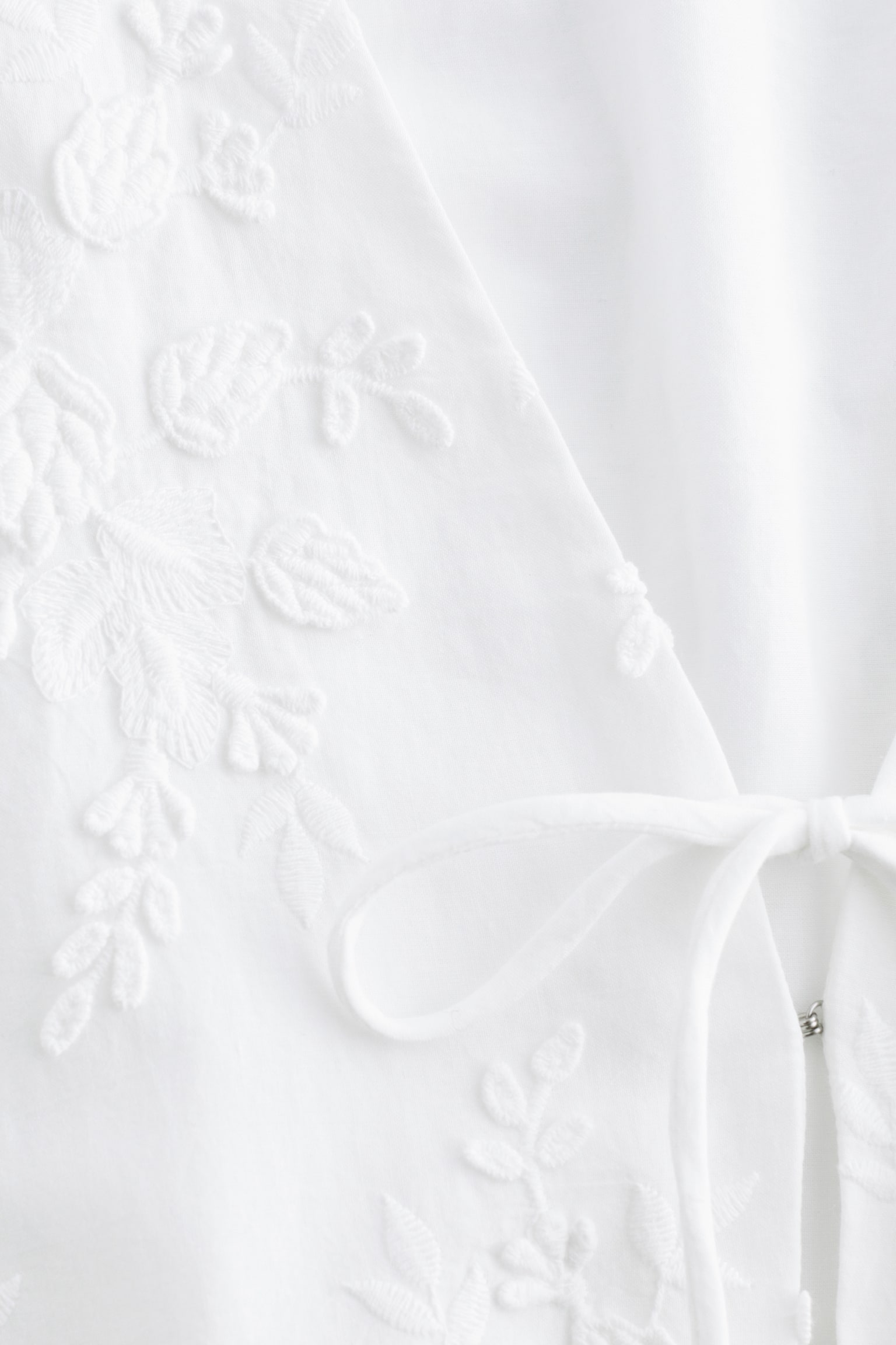 Embroidered Mini Dress - White - 4