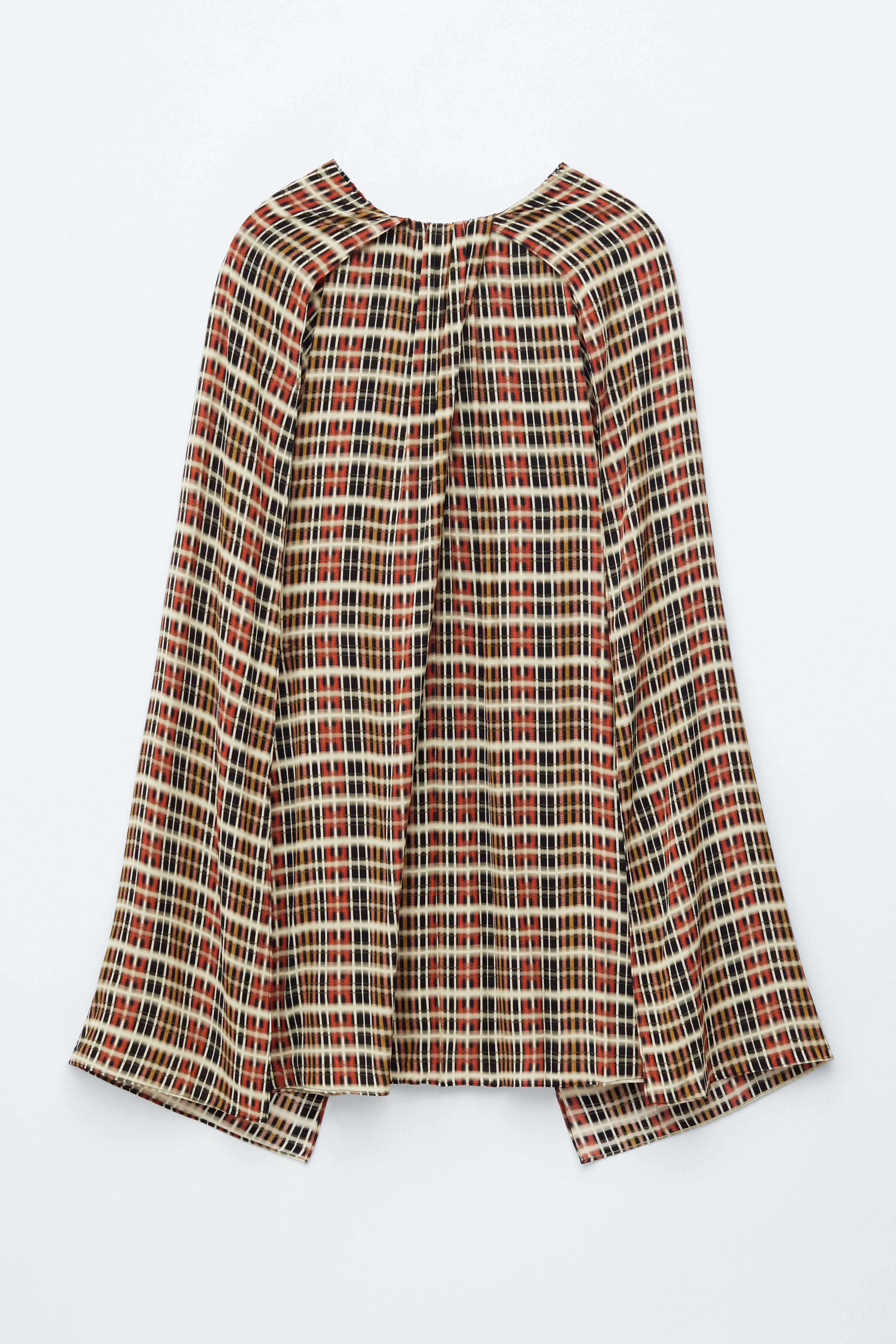 Cape Mini Dress - Orange/Checked