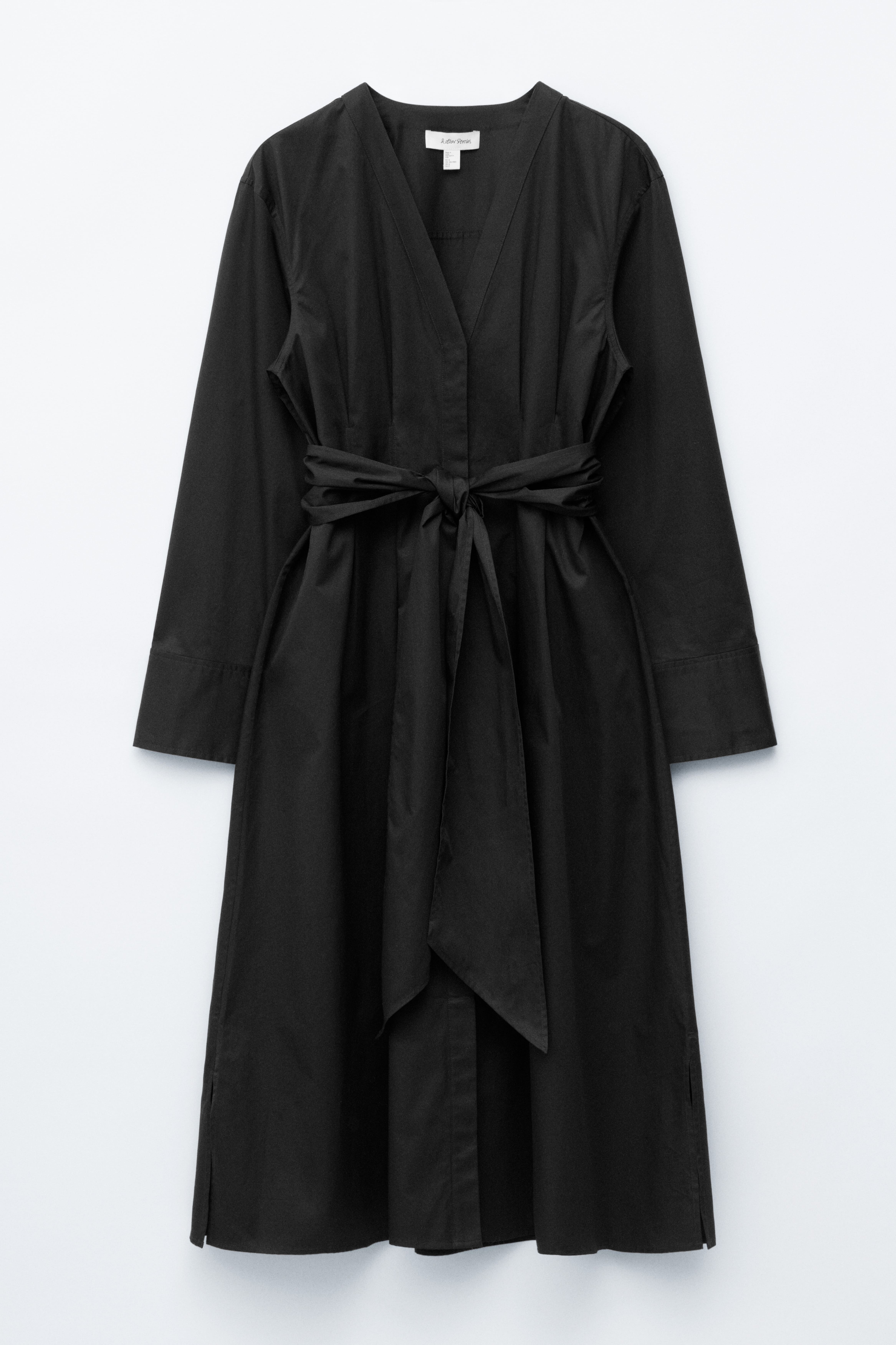 Halflange katoenen overhemdjurk - Zwart