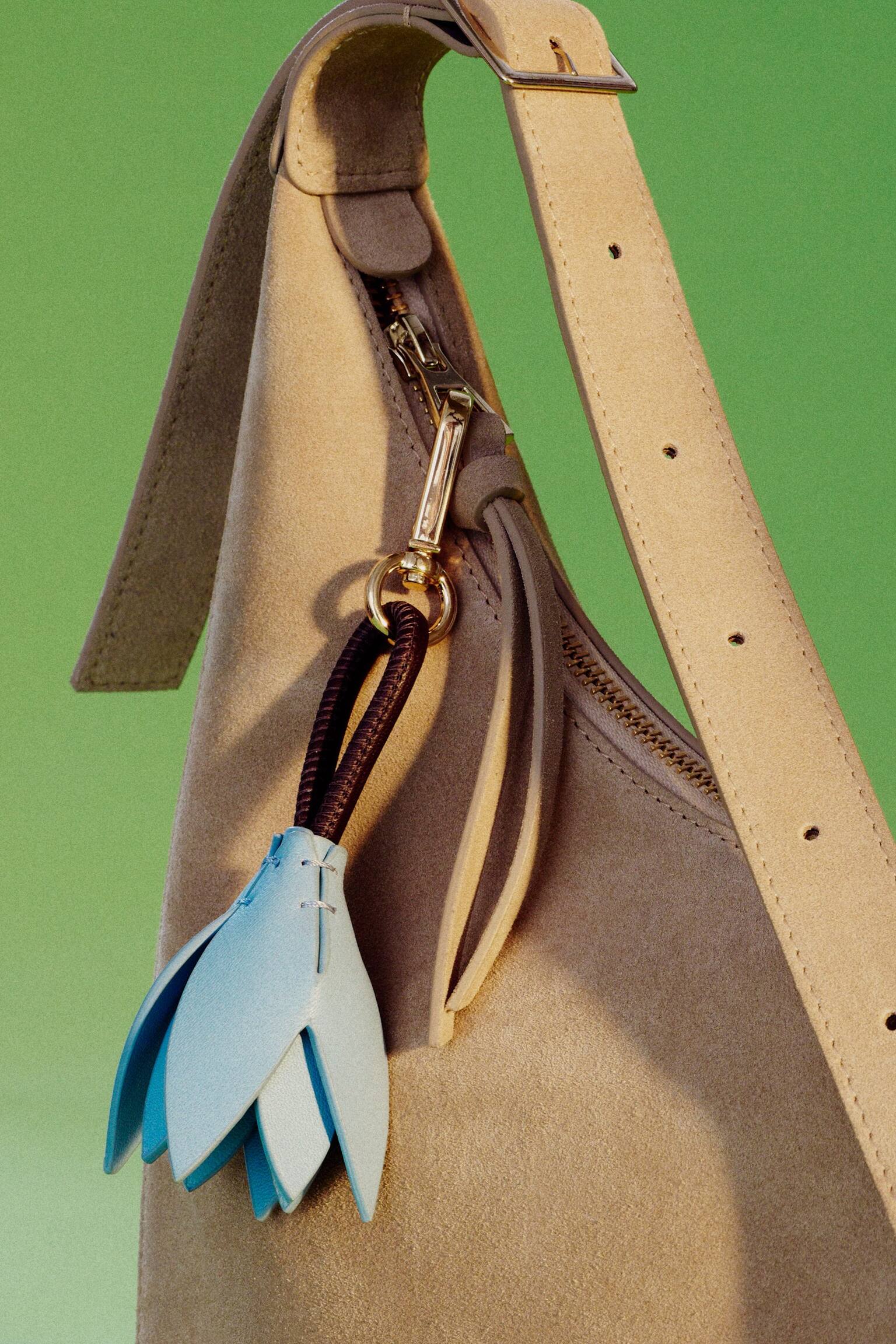 Charm per borsa a forma di tulipano - Azzurro/Marrone scuro/Arancione/Crema - 1