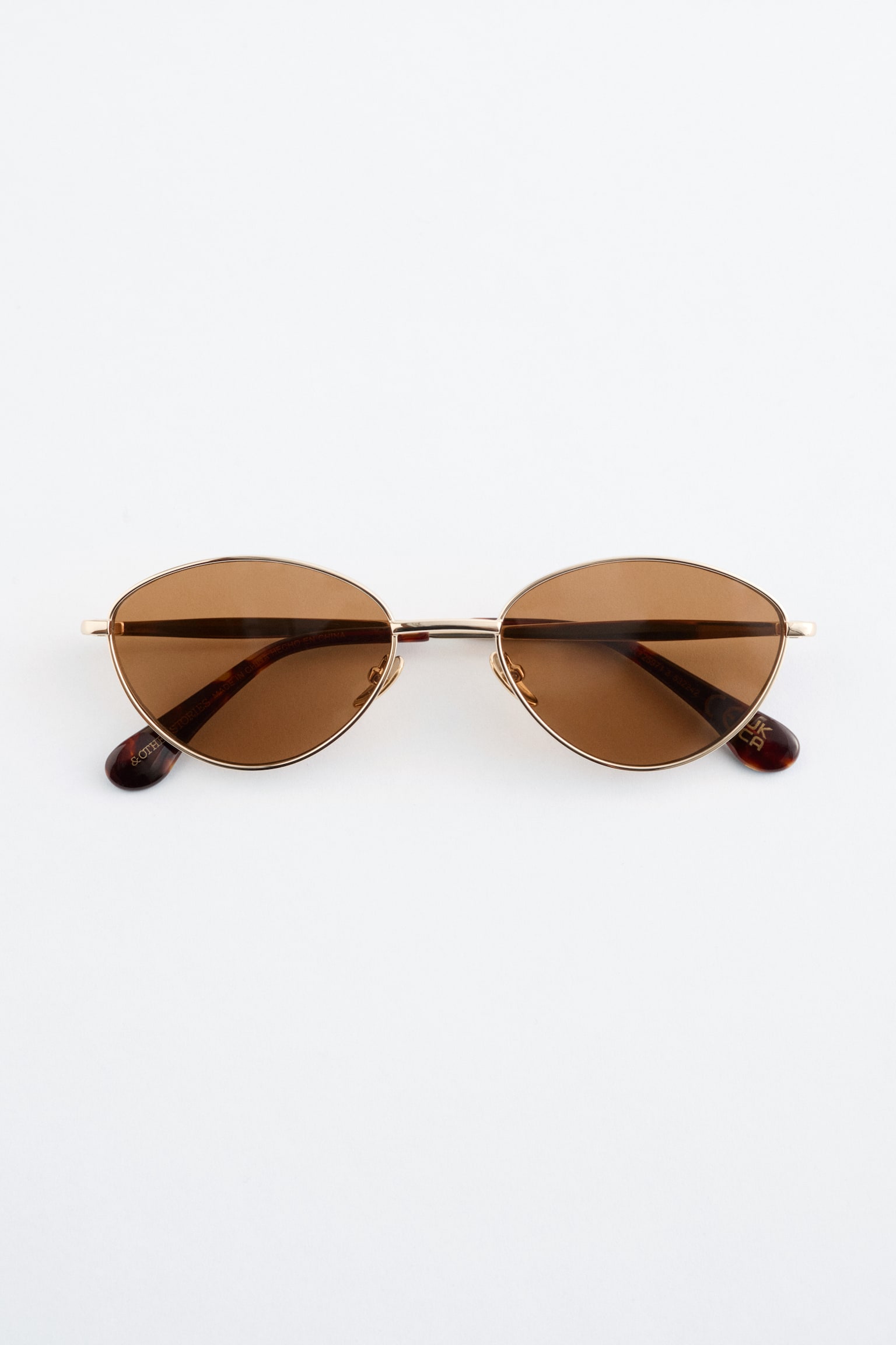 Ovale Sonnenbrille mit Drahtgestell - Gold/Schwarz - 2