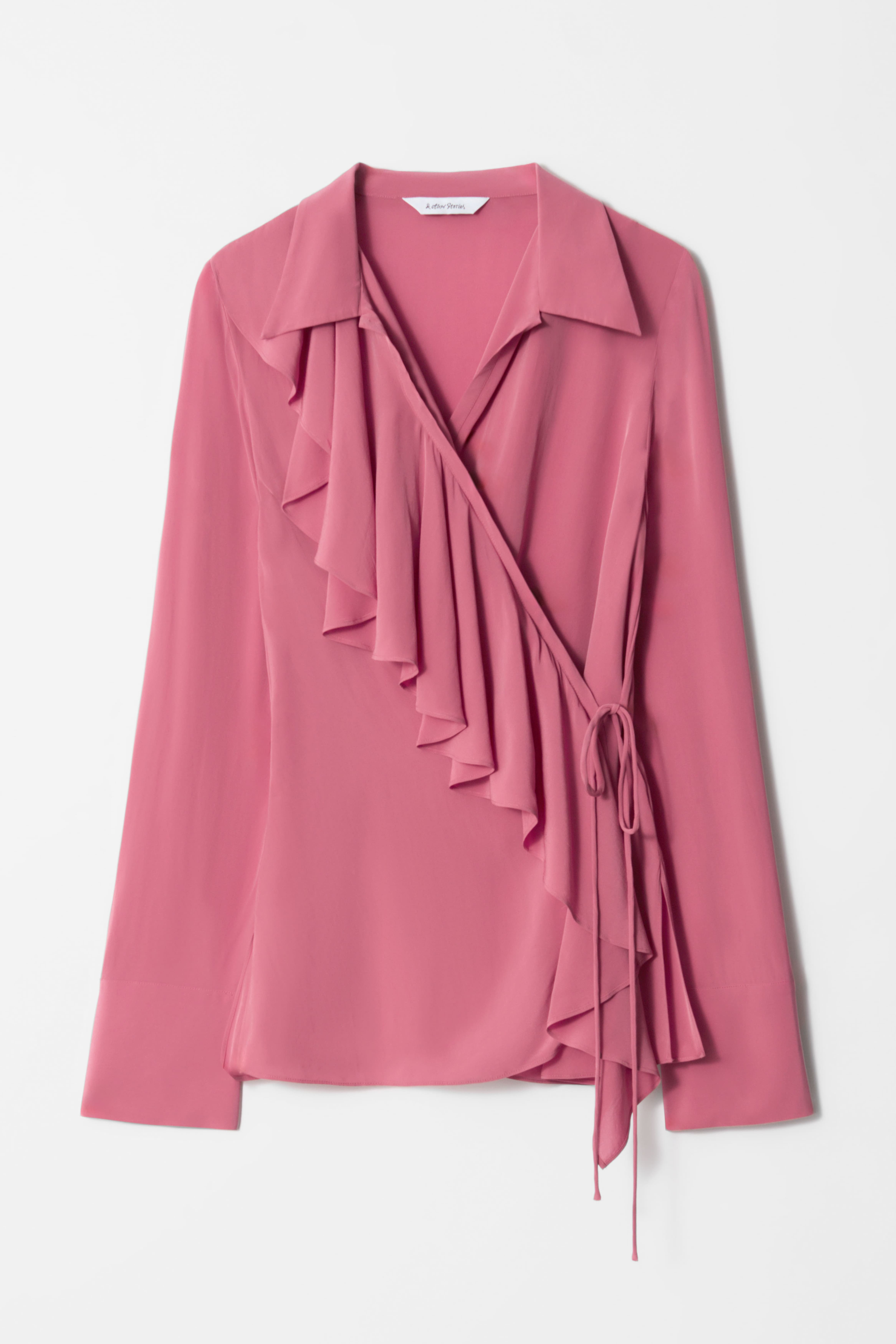 Blusa a portafoglio con volant - Rosa scuro/Giallo chiaro