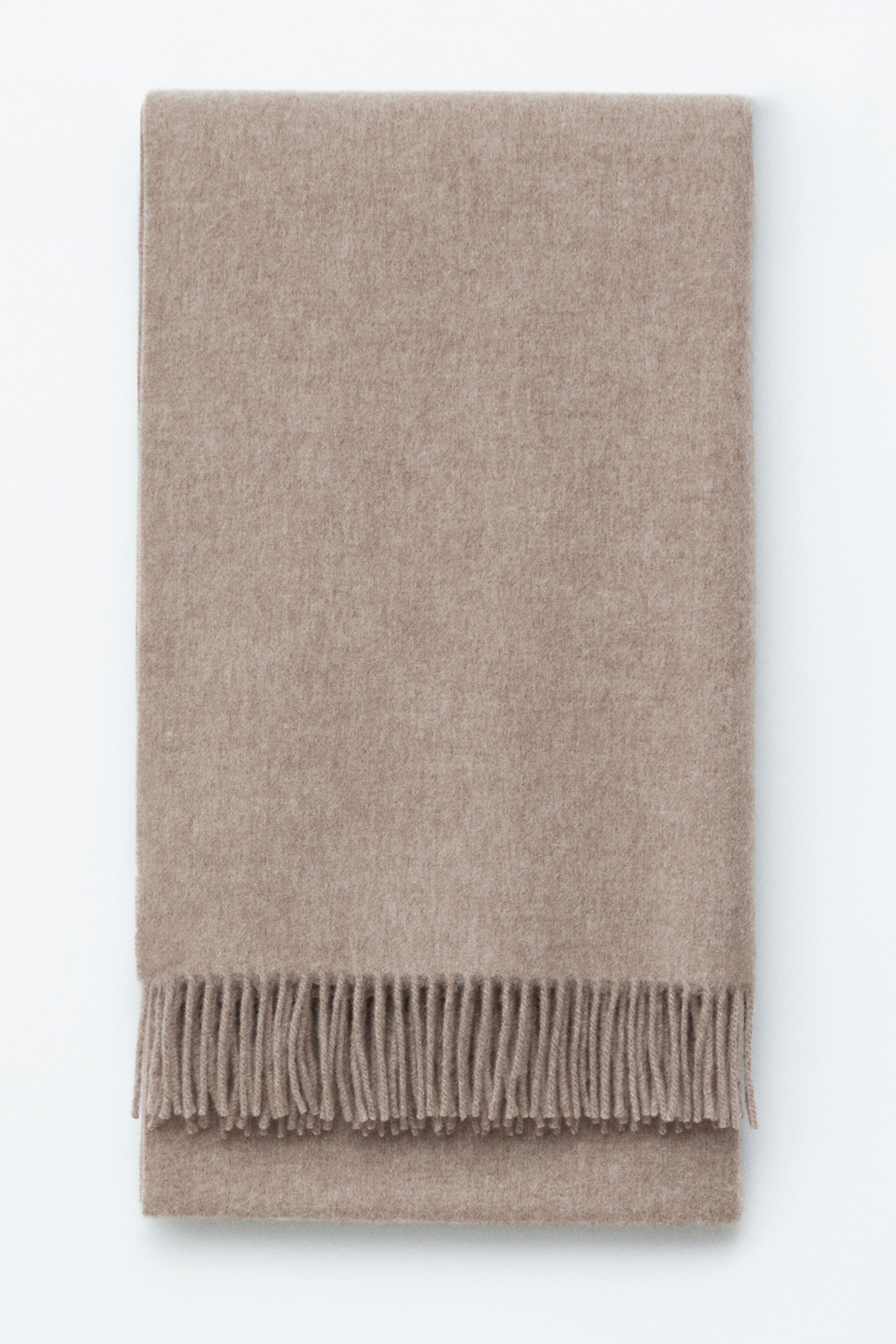 Deckenschal aus Wolle mit Fransen - Beige/Hellgelb/Weinrot/Schwarz/Cremefarben