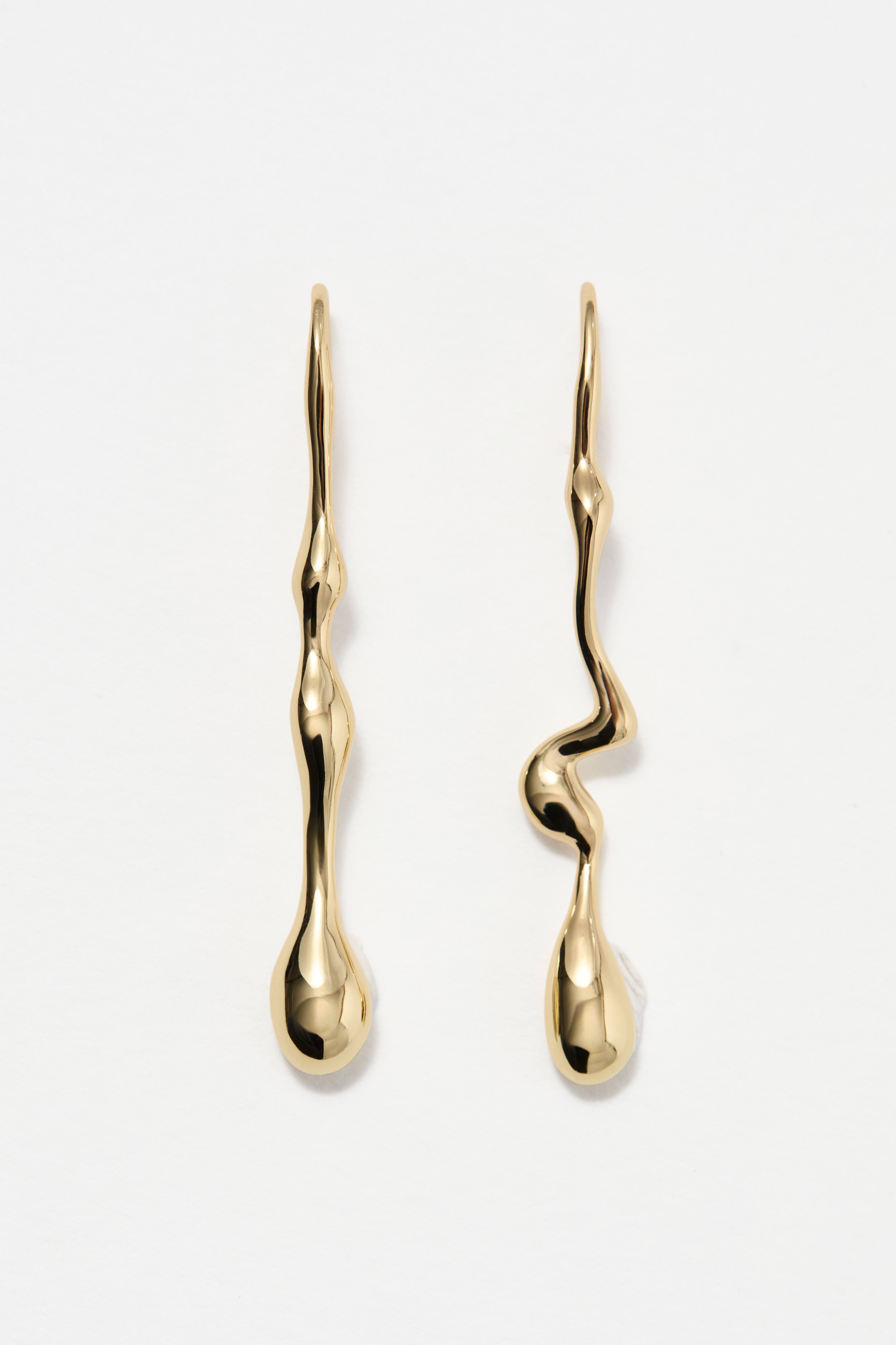 Längliche Ohrhänger in Tropfenform - Gold/Silber