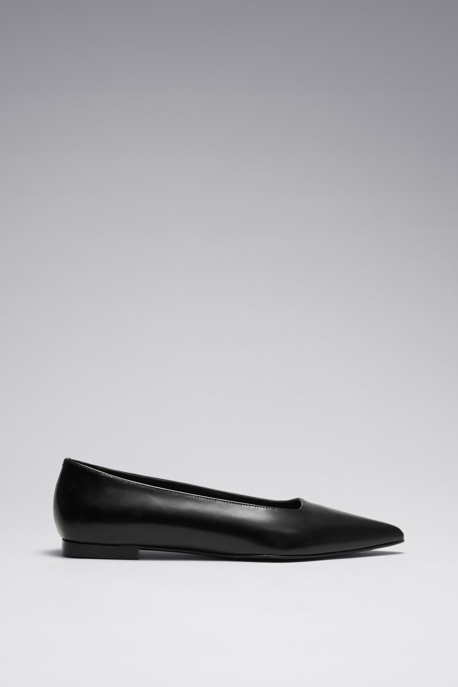 Point-Toe Ballet Flats - Black/White - 1