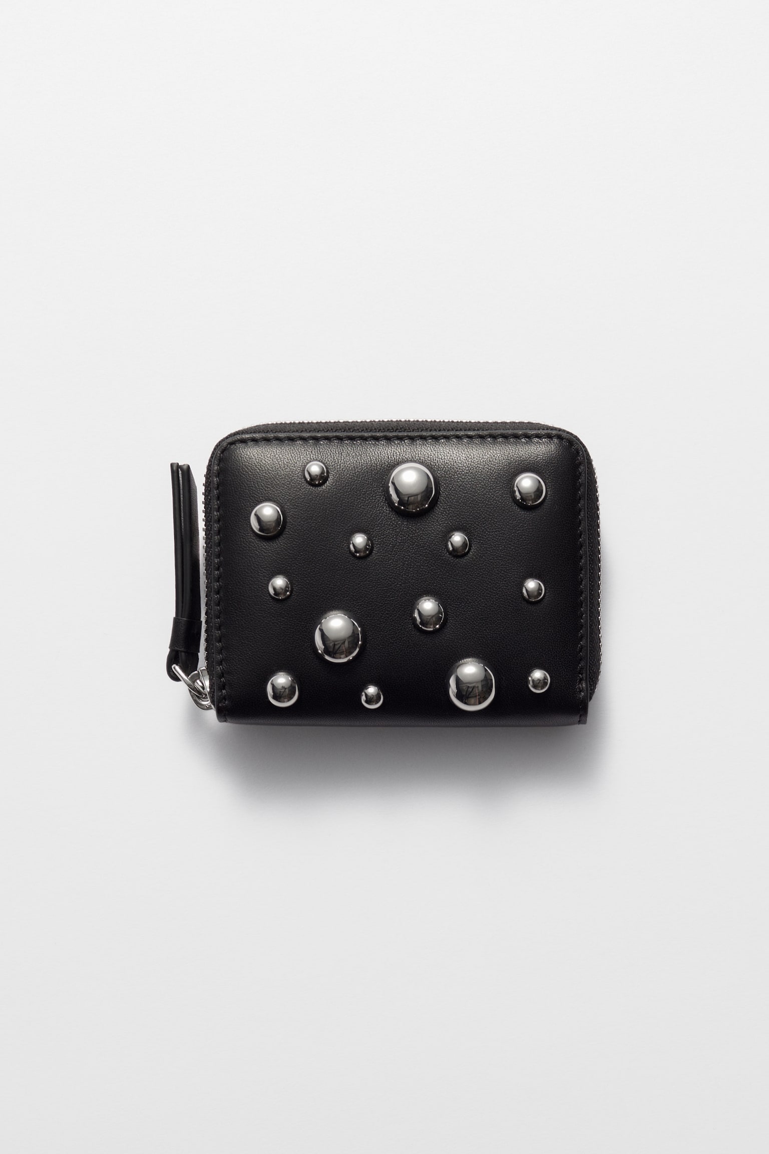 Studded Leather Wallet - Black - 1