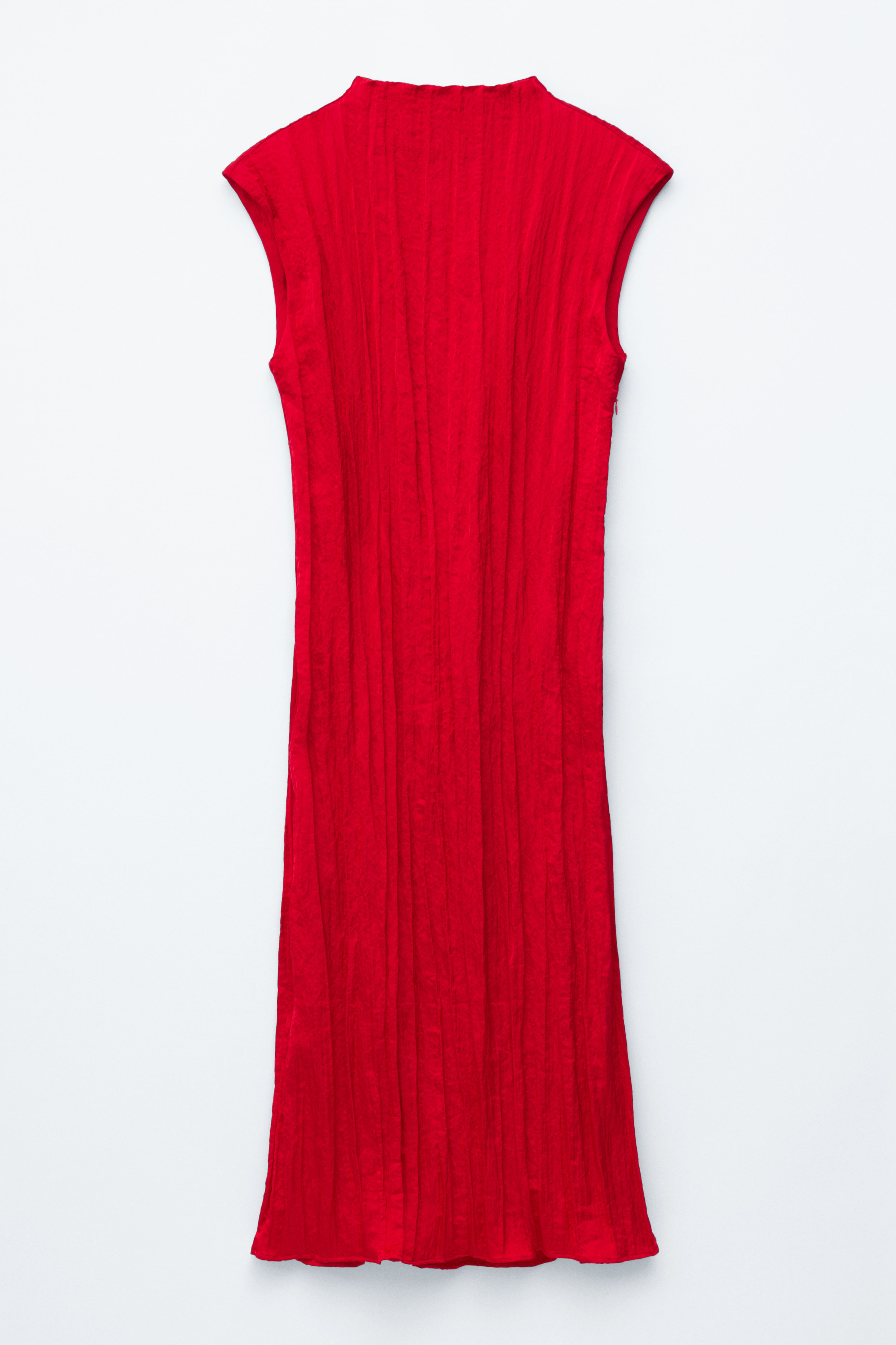 Миди рокля от креп - Червено/сиво