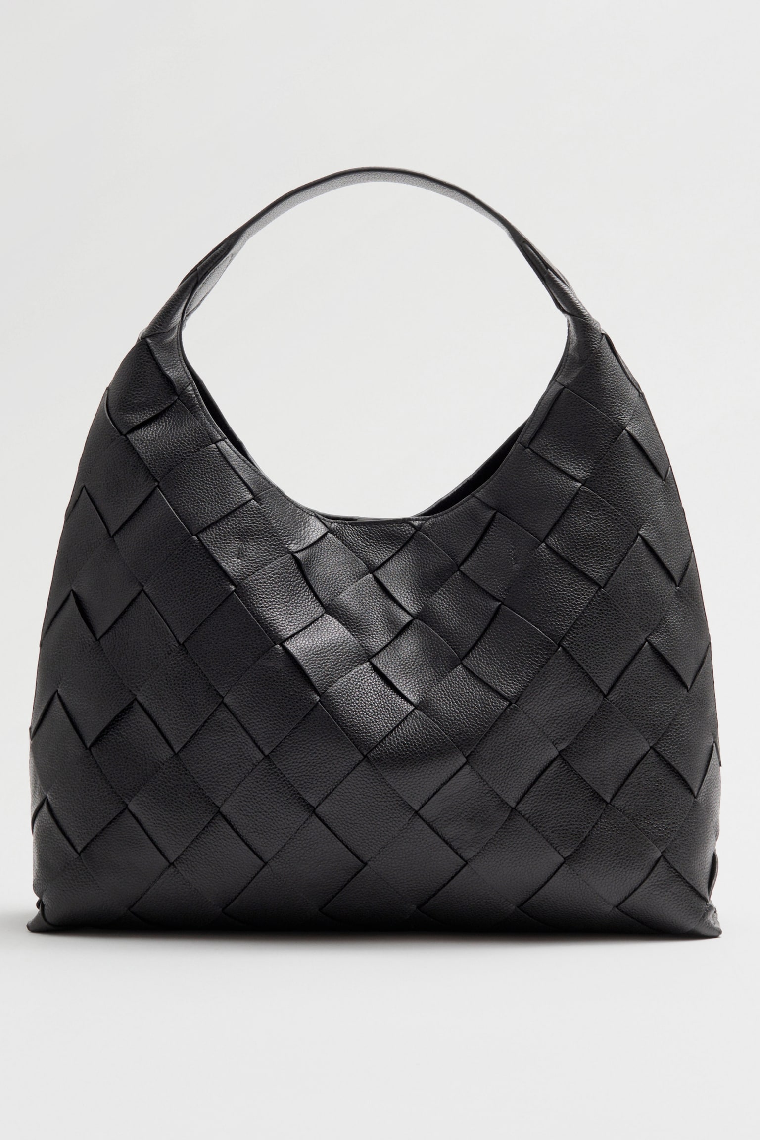 Braided Leather Tote - Black - 2