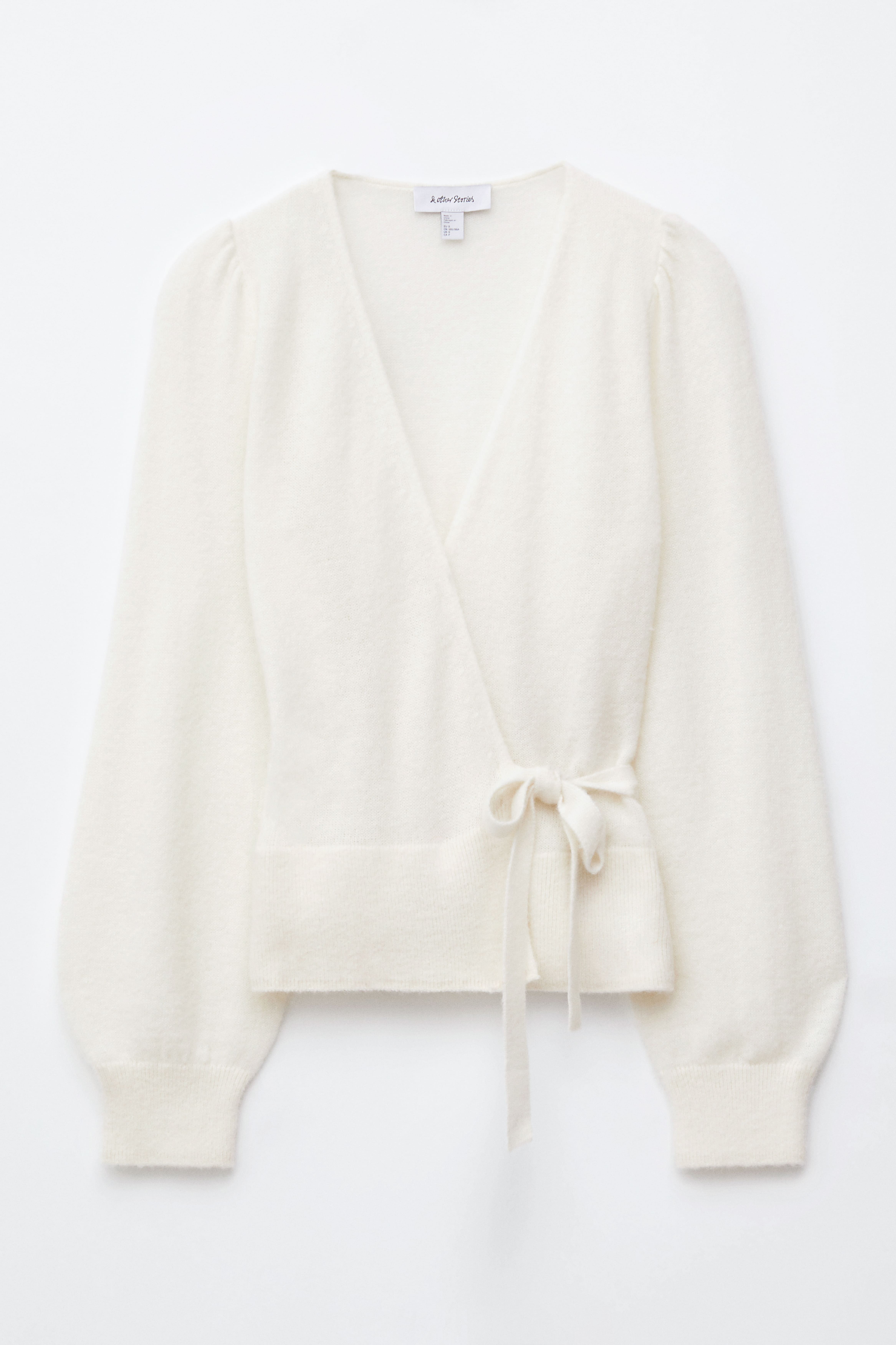 Omlottcardigan i mohairblandning - Crèmevit/Beige
