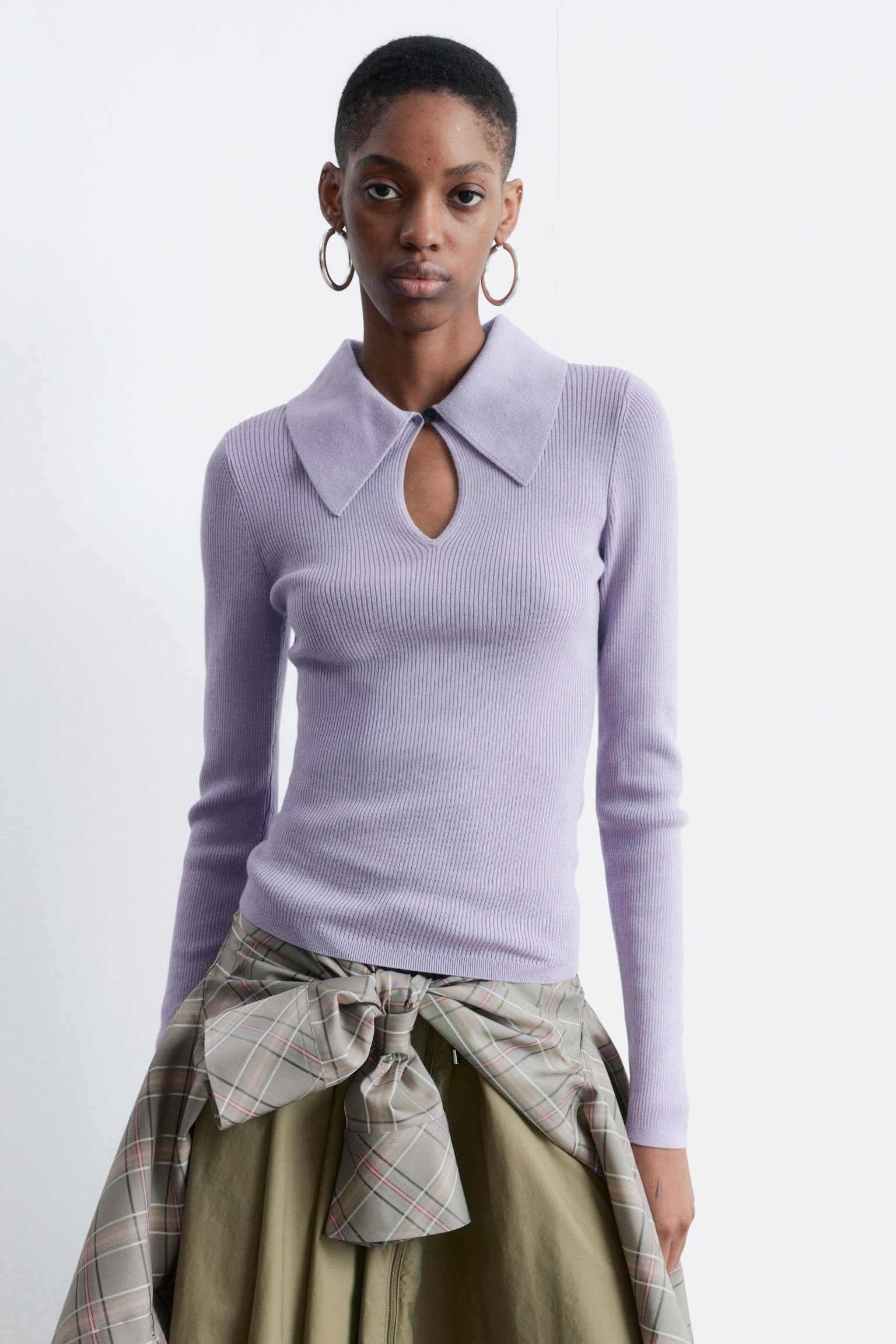 Top met kraag en opening - Lichtpaars - 6