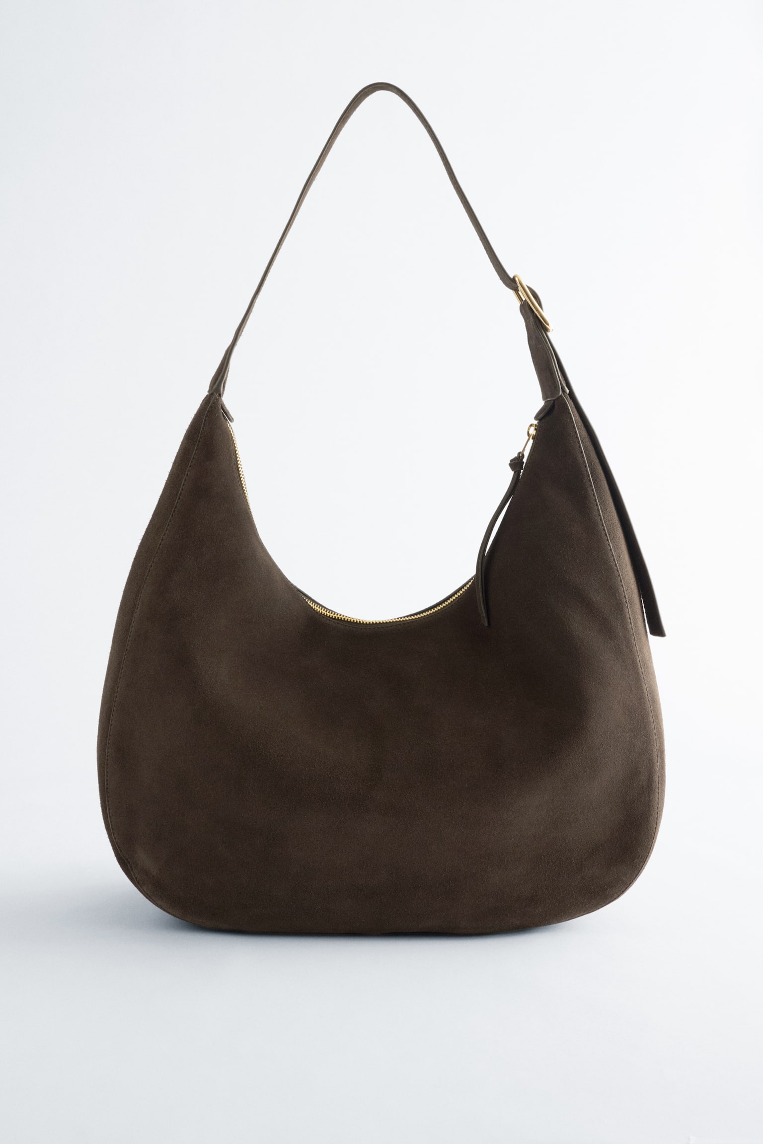 Schultertasche aus Veloursleder - Dunkelbraun/Khakifarbenes Wildleder - 2