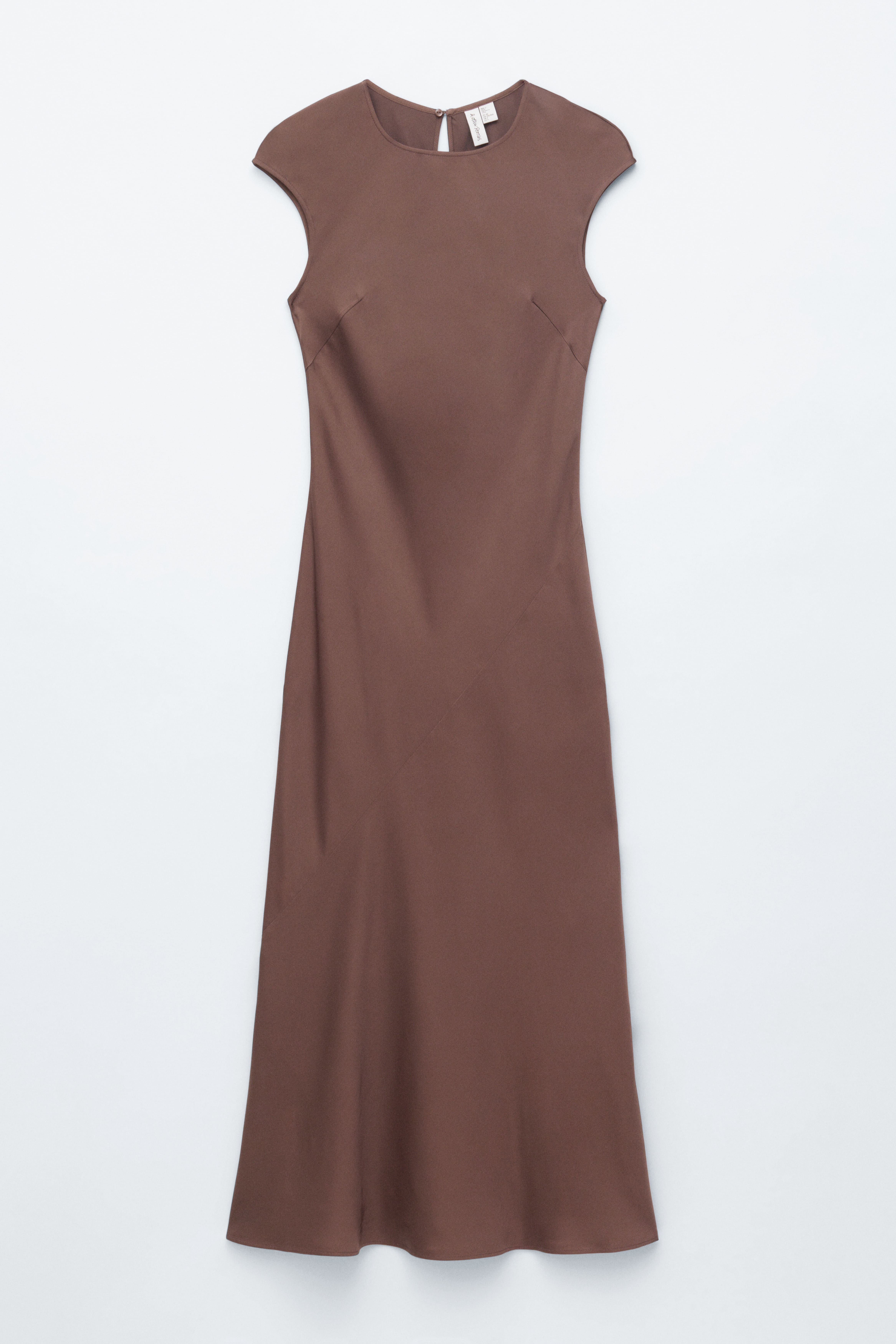 Eng anliegendes Maxikleid aus Satin - Braun/Navyblau