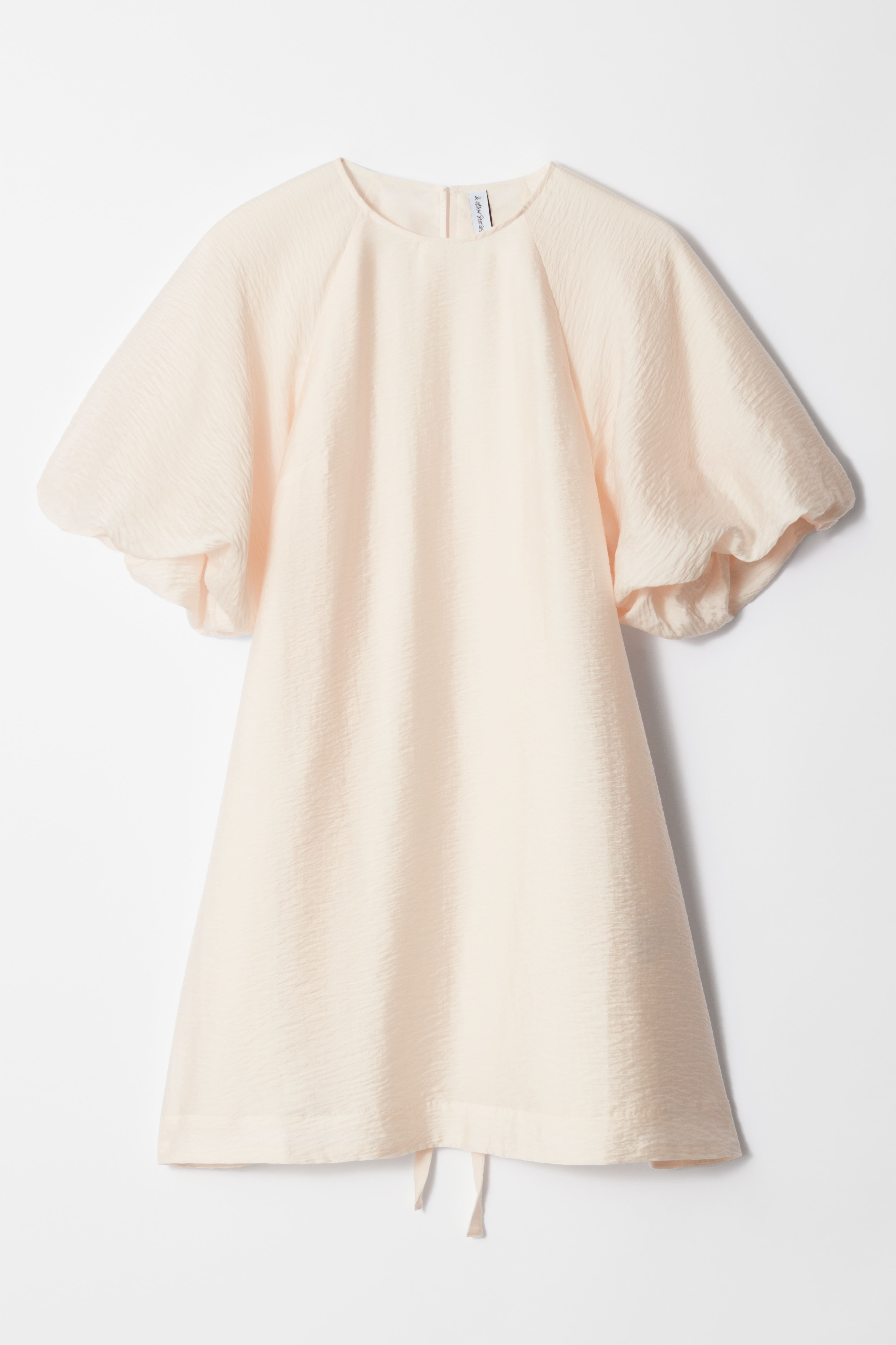 Minikleid mit Puffärmeln - Weiß/Hellrosa