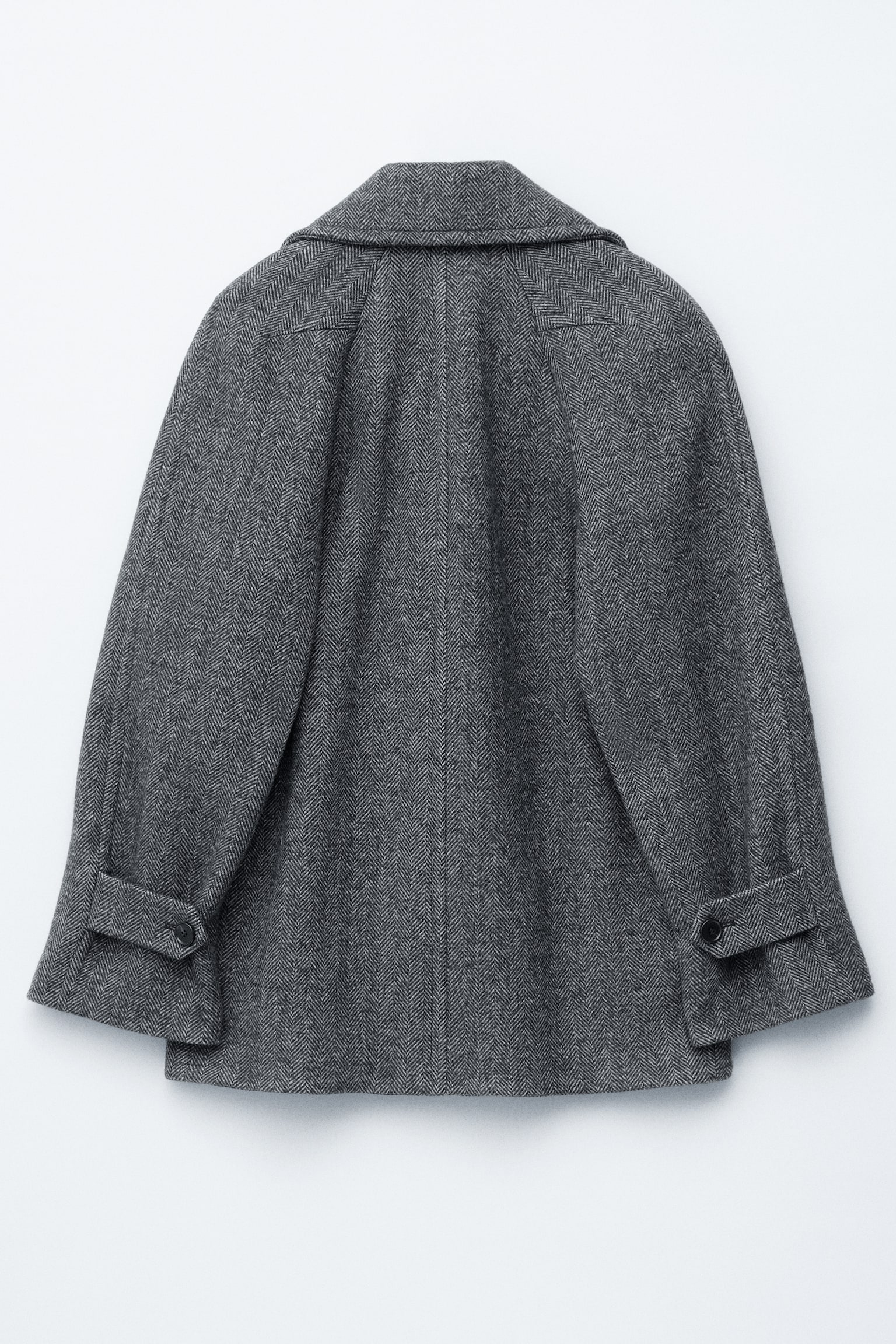 Kurzer zweireihiger Wollmantel - Dunkelgrau - 10