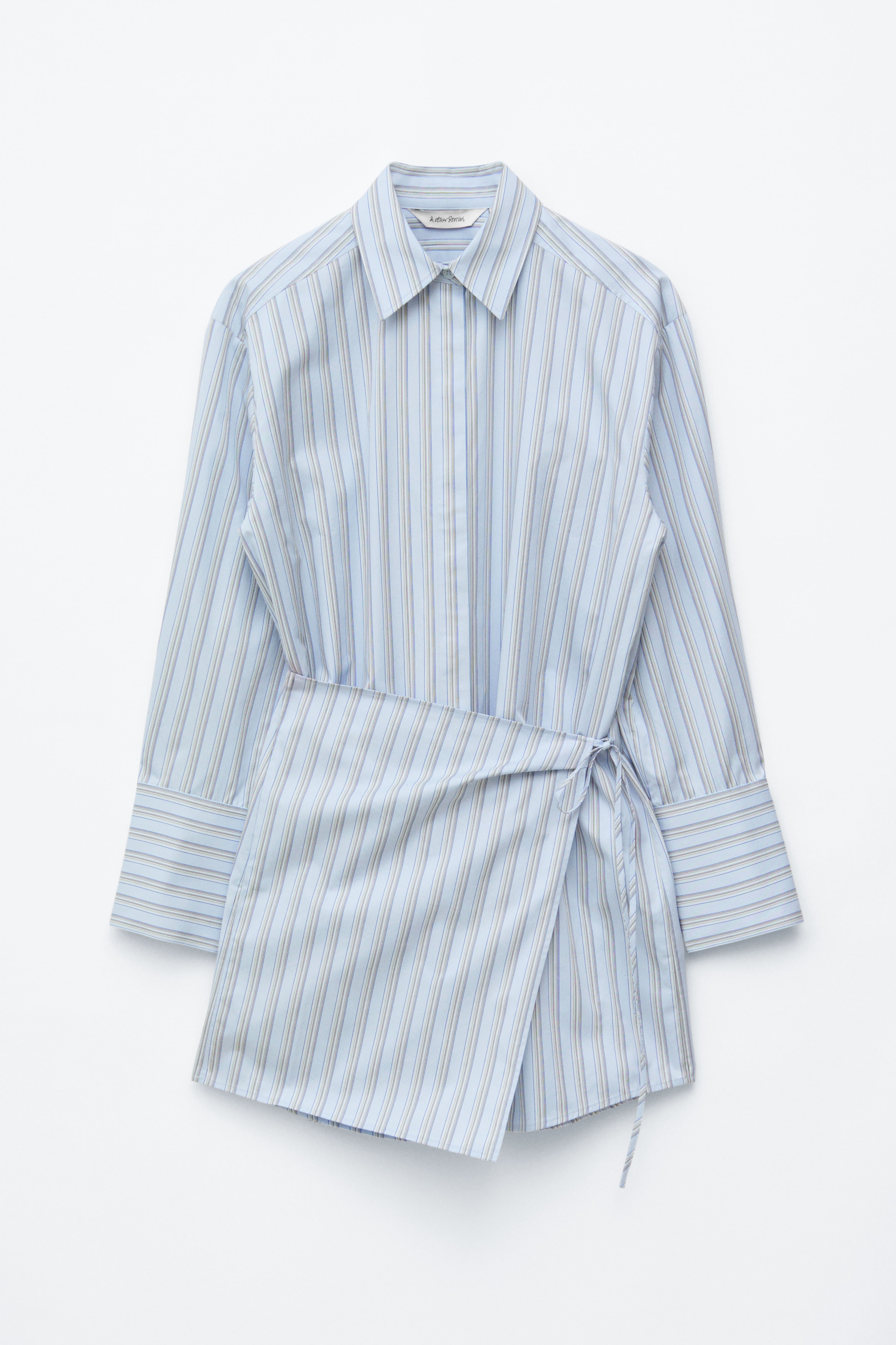 Miniklänning med omlott - Blå/kritstrecksrandig/Grå/kritstrecksrandig