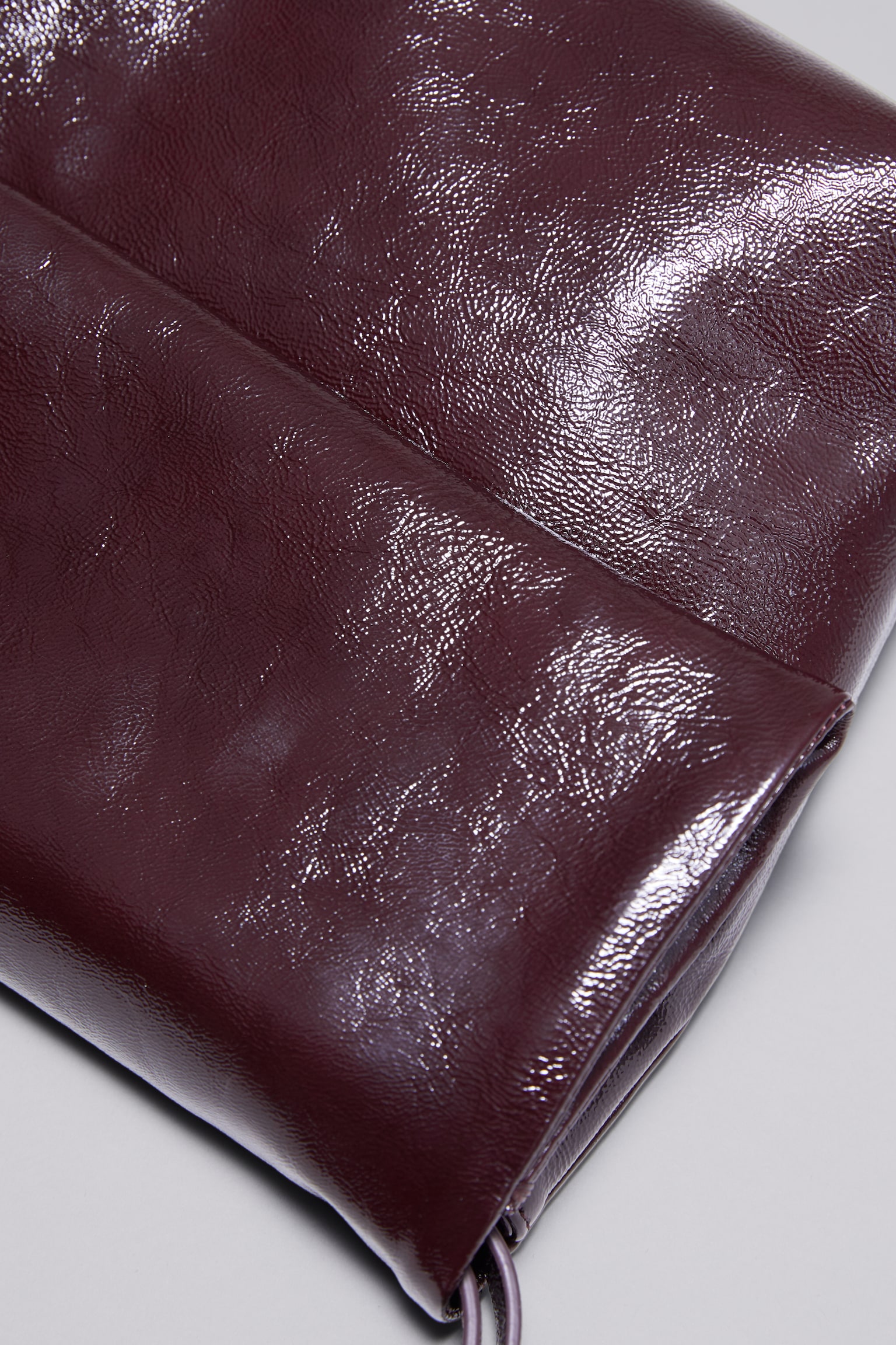 Folded Suede Clutch - Burgundy/Brown suede - 5