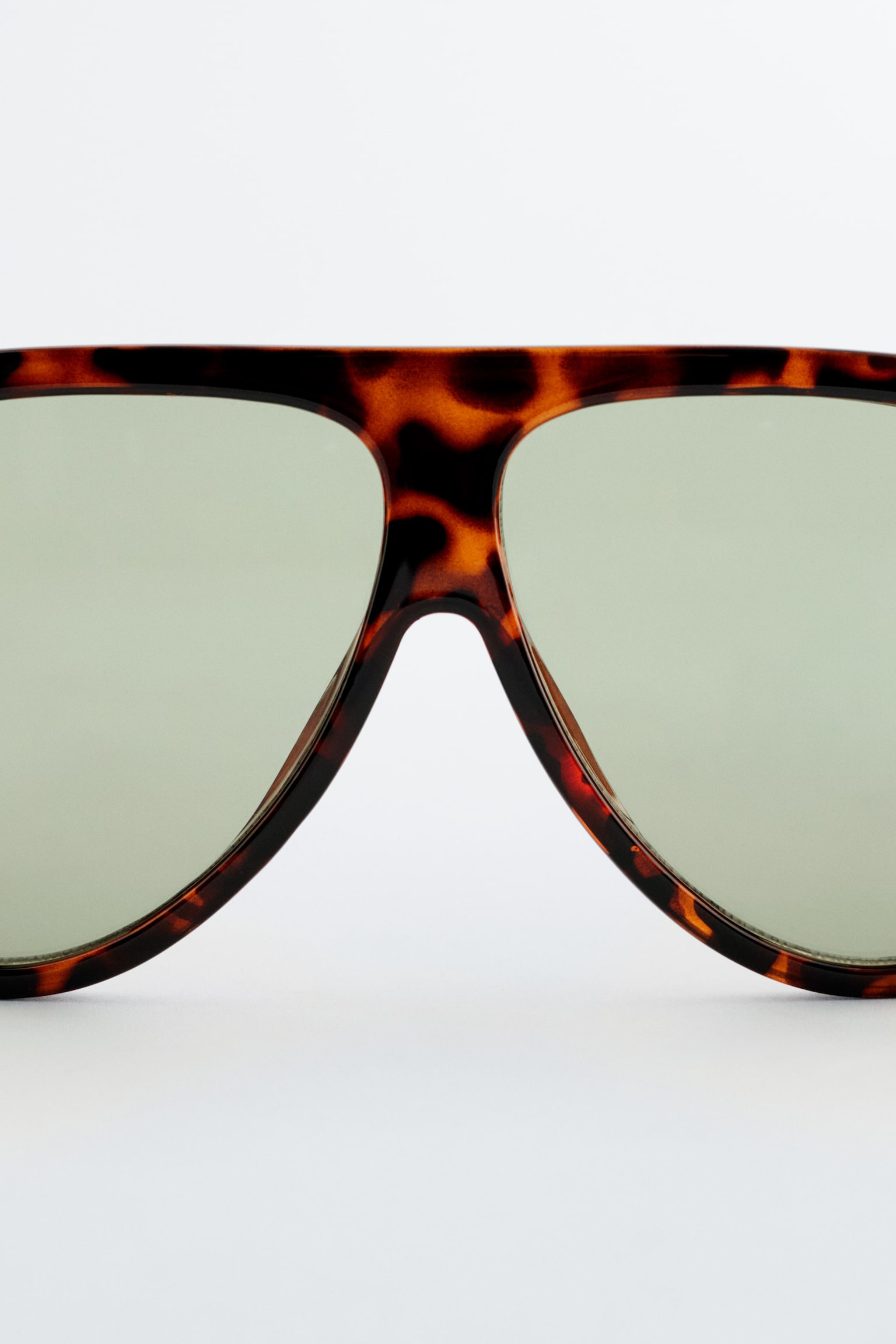 Occhiali da sole in stile aviatore oversize - Tartaruga marrone/Verde - 4