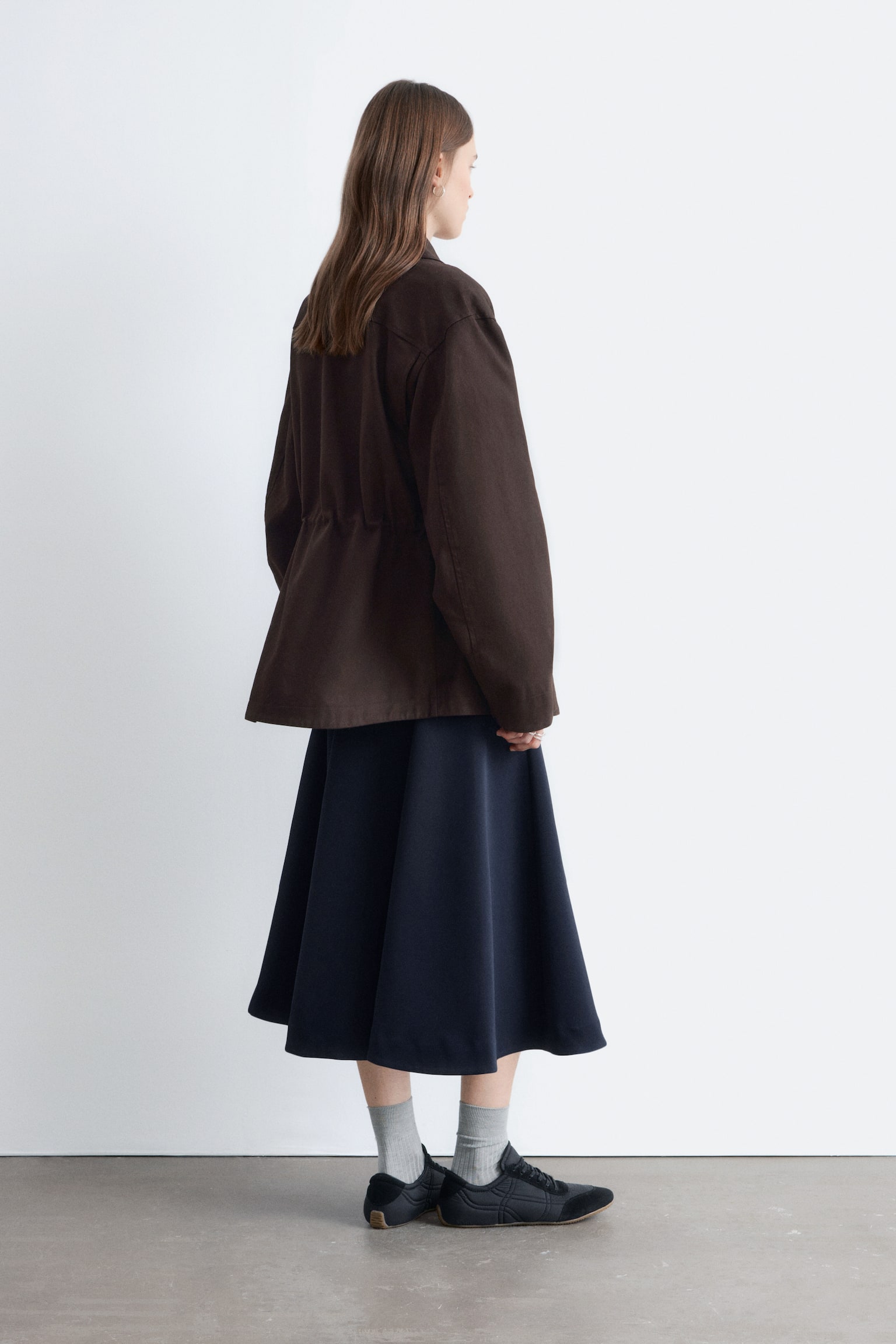 Oversized utility jack met trekkoord - Dark Brown/Mosterdgeel/Kakigroen - 8