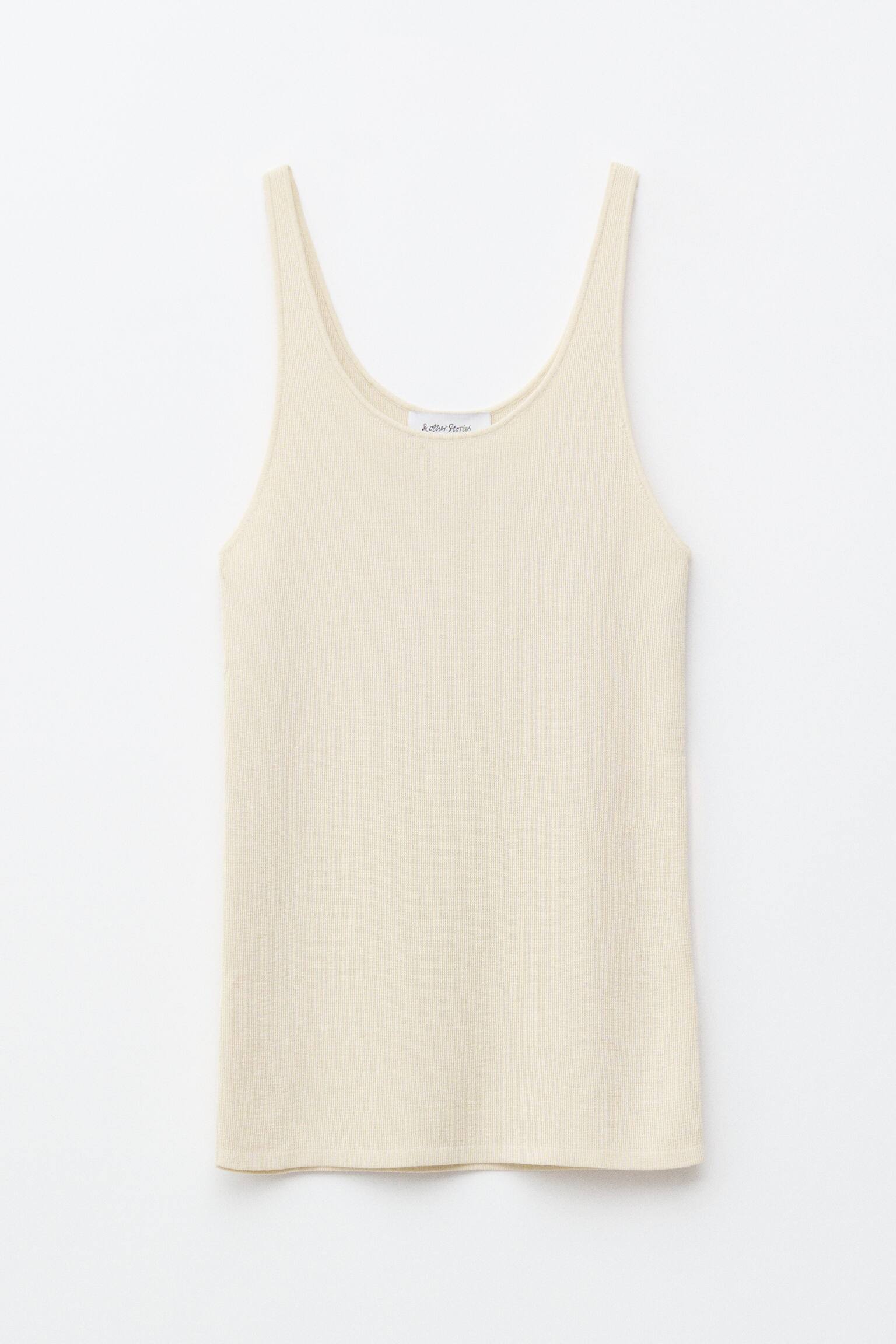 Tanktop met lage ronde hals - Crème/Donkergrijs - 2