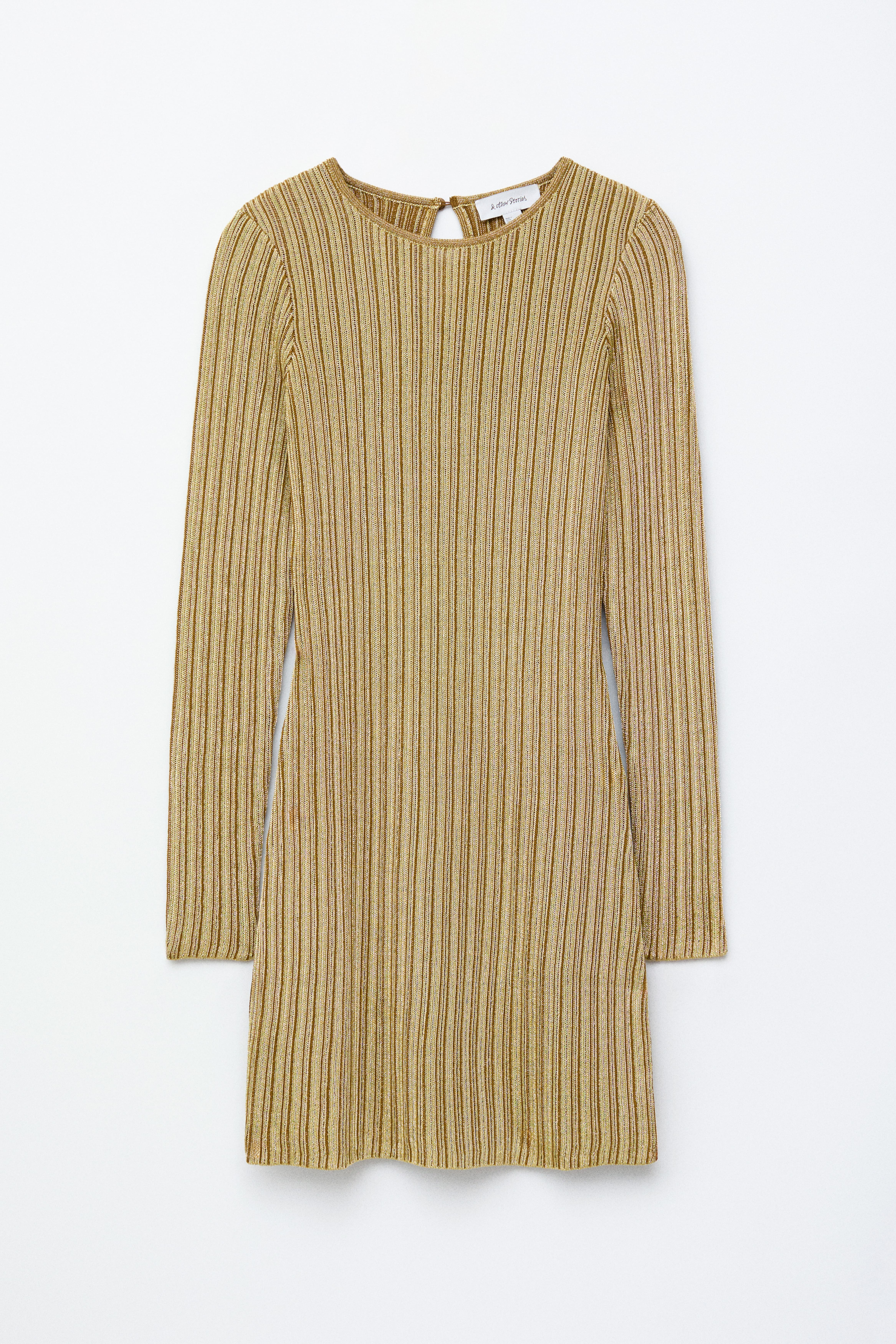 Langärmliges Minikleid aus Rippstrick - Gold/Silber