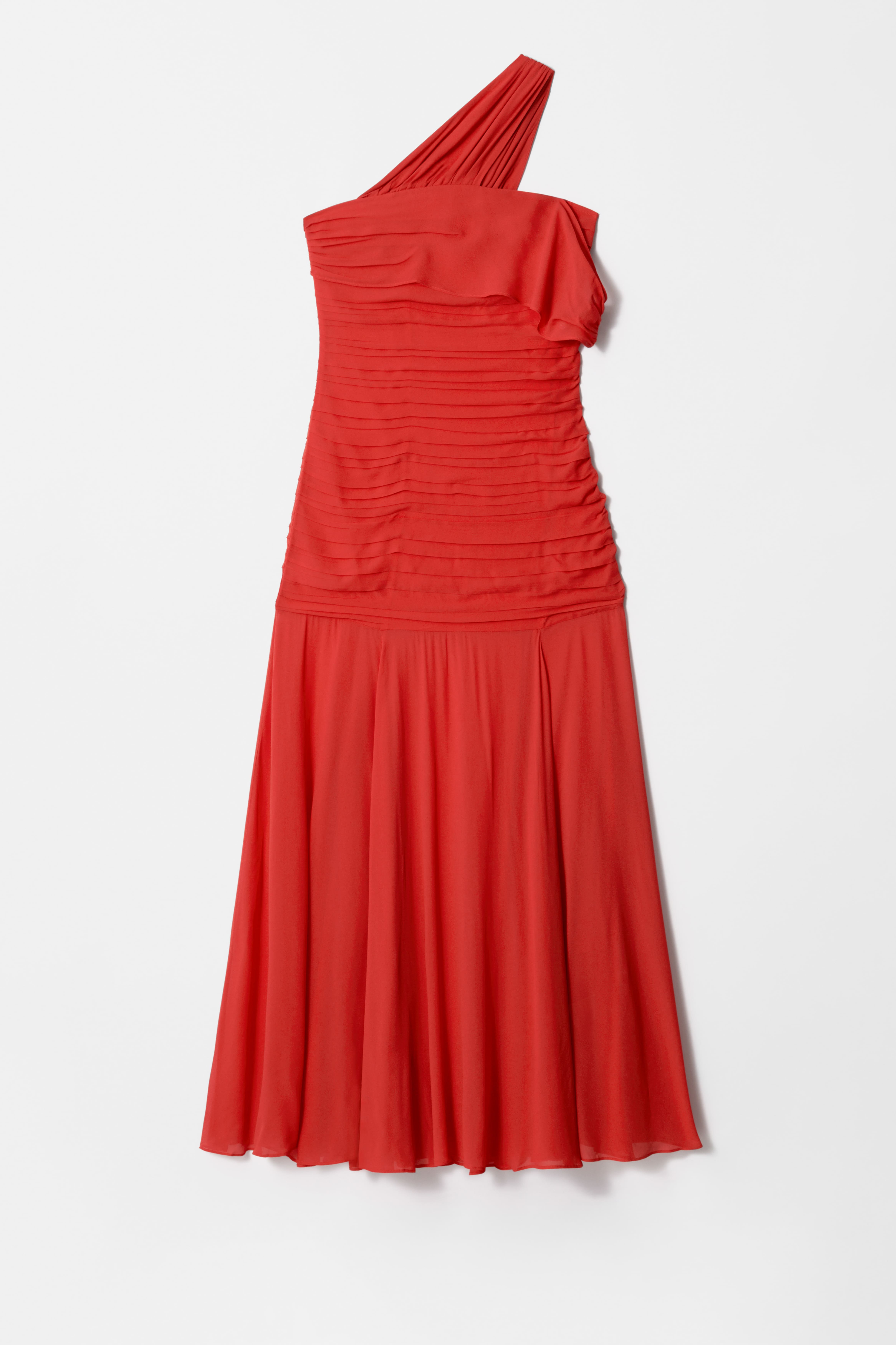 One-Shoulder-Maxikleid aus Chiffon - Rot
