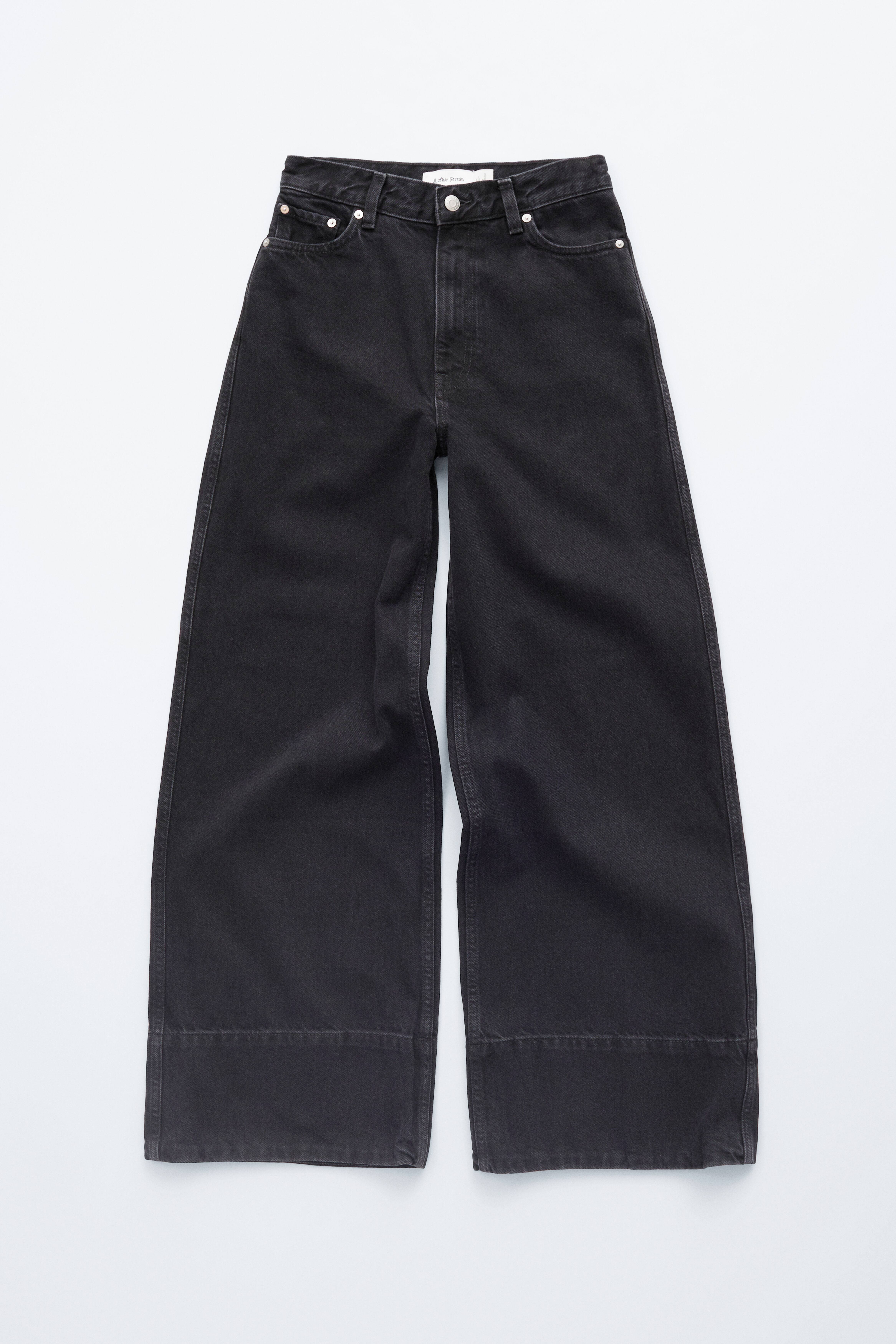 Lange jeans med vide ben - Forvasket sort/Blå