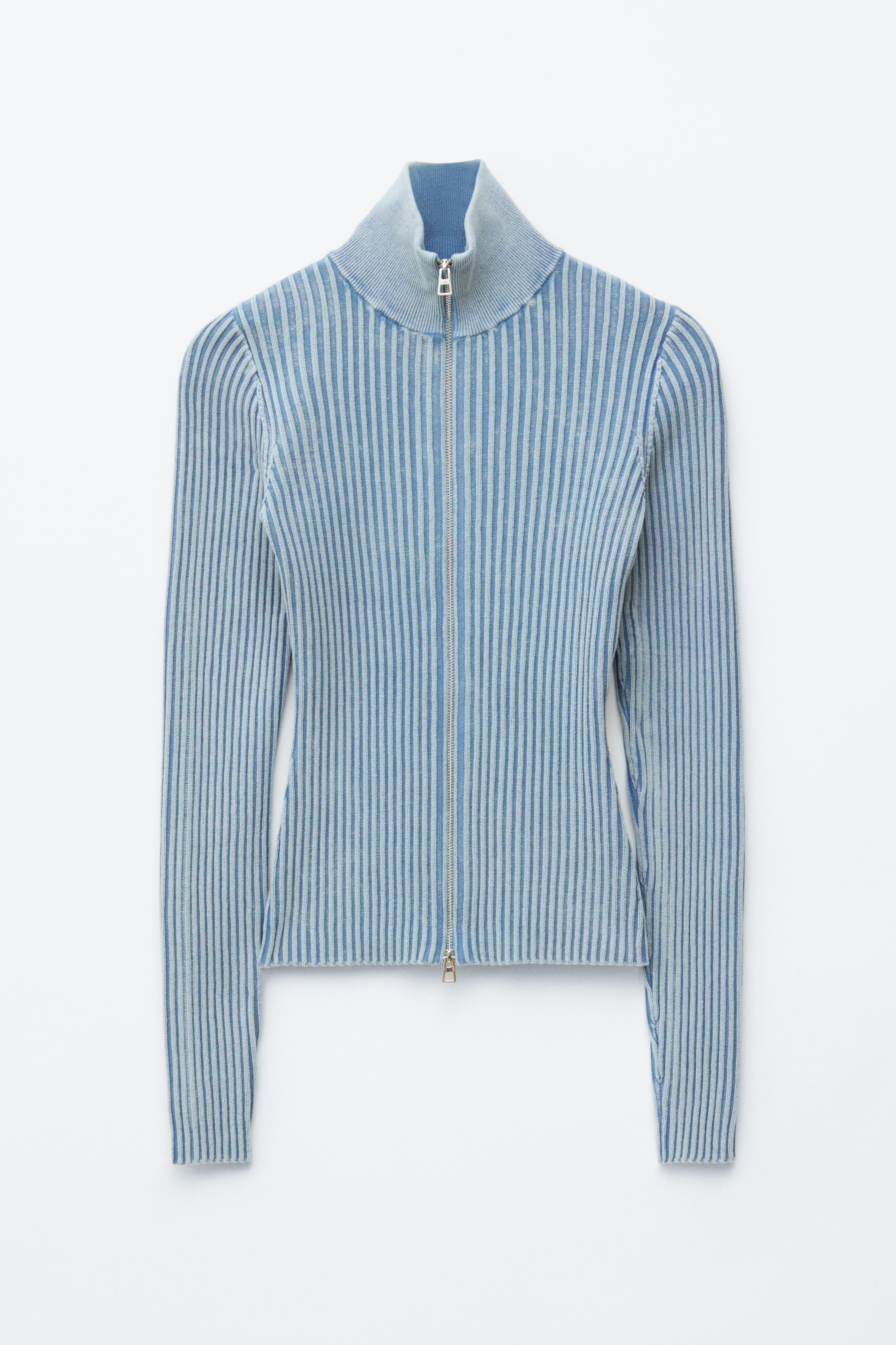 Cardigan zippé à col roulé - Bleu poudré