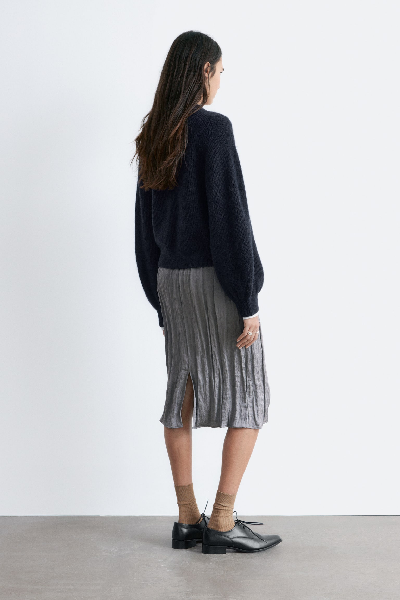 Maglione in misto alpaca con maniche a palloncino - Blu navy/Rosso/Marrone - 3
