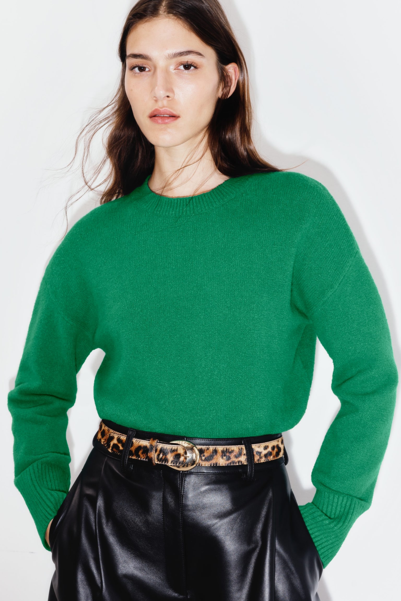 Relaxed Knit Jumper - Green/White/Red/Black/Pale Green/Khaki/Grey Melange/Navy/Bright Blue/Mole/Dark Green/Bright Pink/Mint - 7