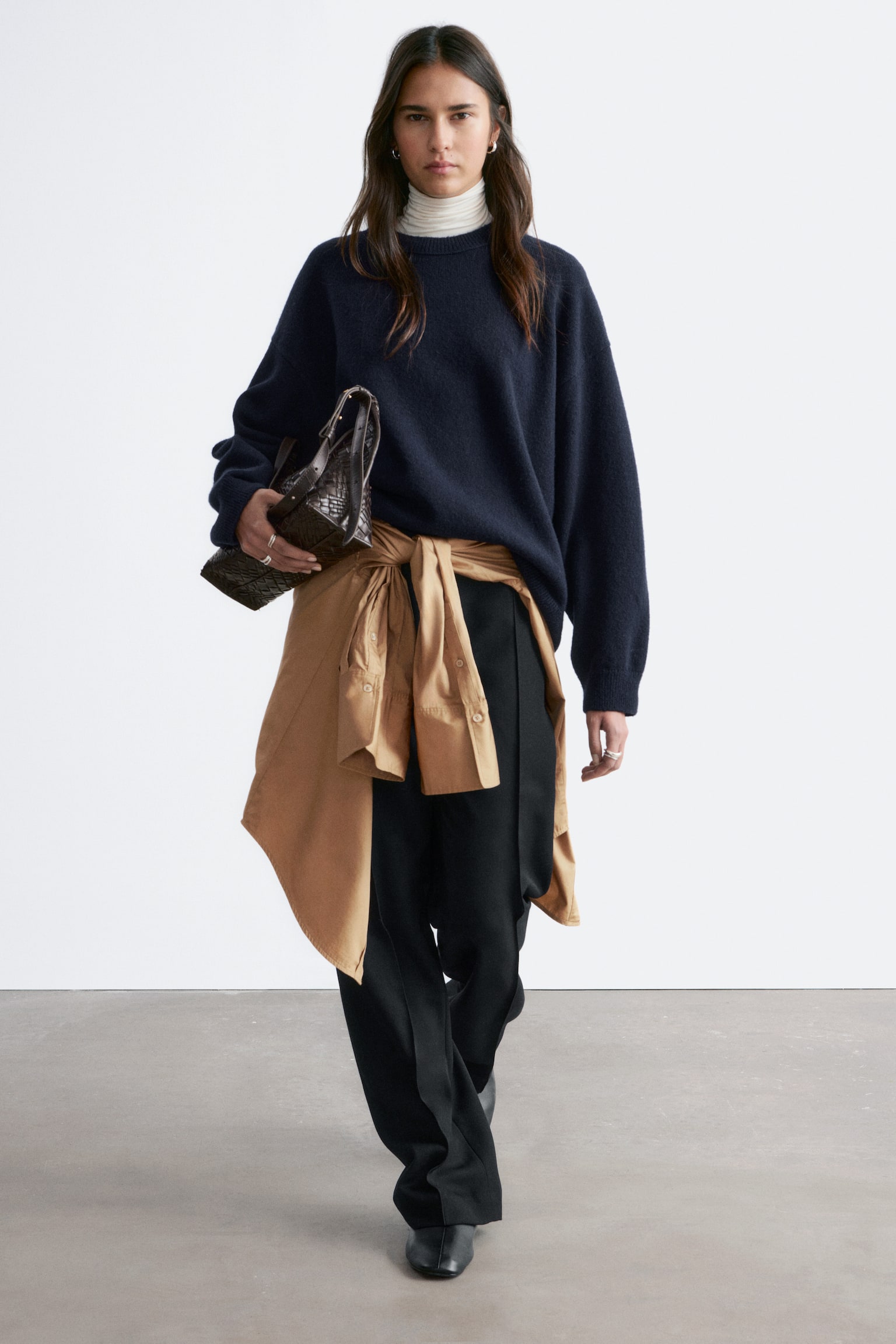 Oversized strikket genser - Marineblå/Lys turkis/Grå melange/Rød - 5