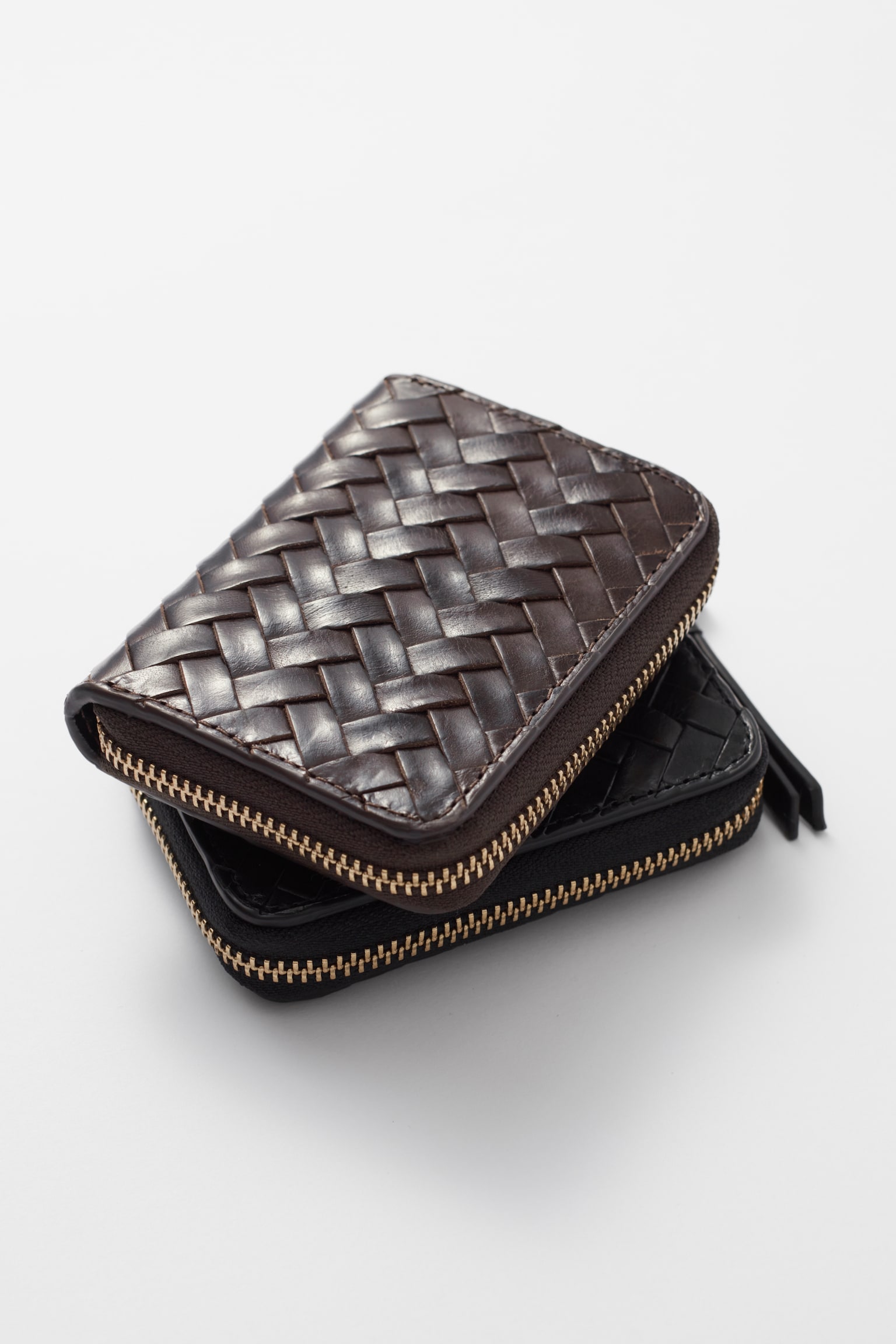 Braided Leather Wallet - Brown/Black - 2