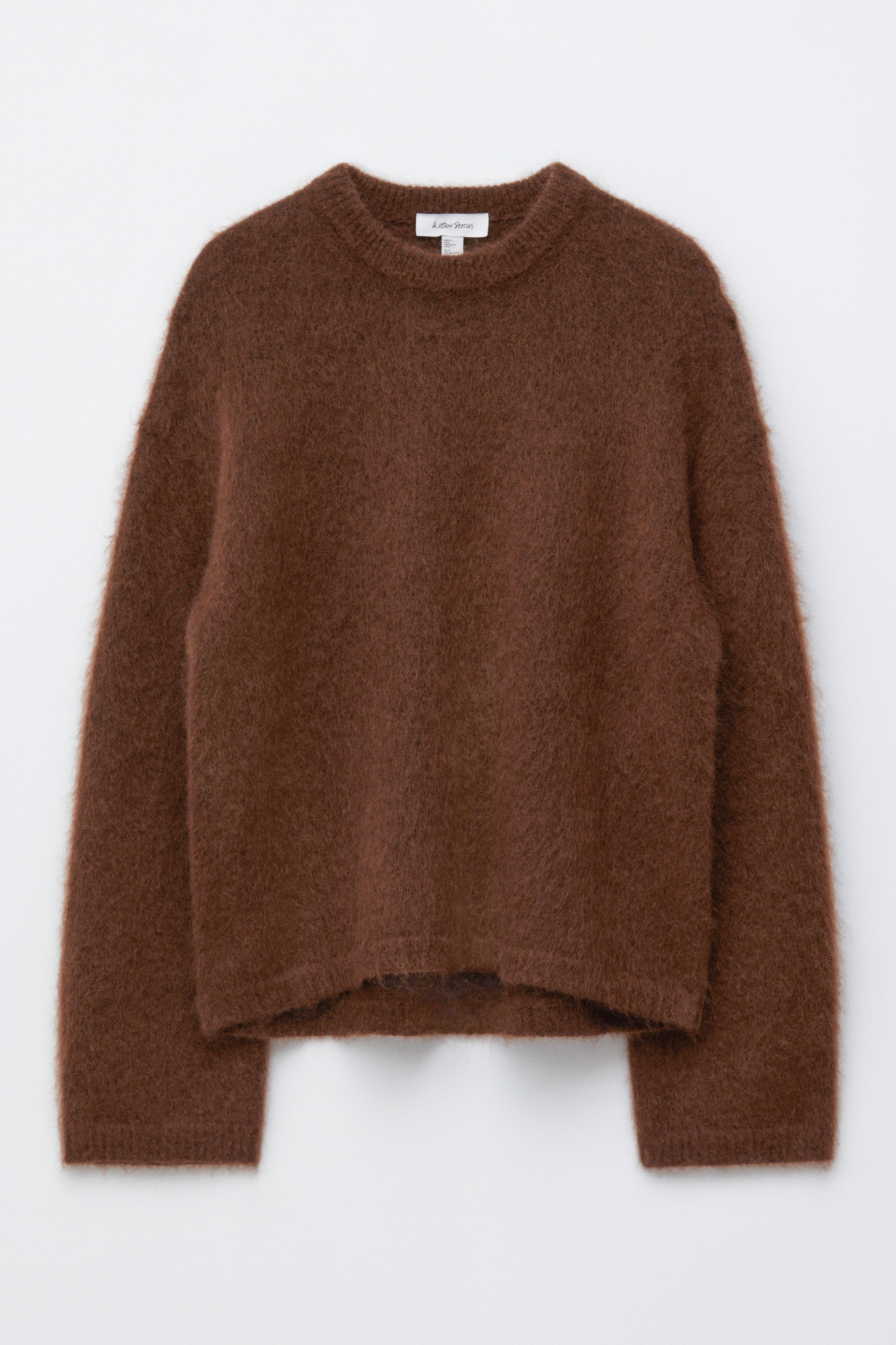 Tröja i mohairblandning - Mörkbrun/Beige/Mörkröd/Mörkgrå/Mörkblå/Ljusgrön