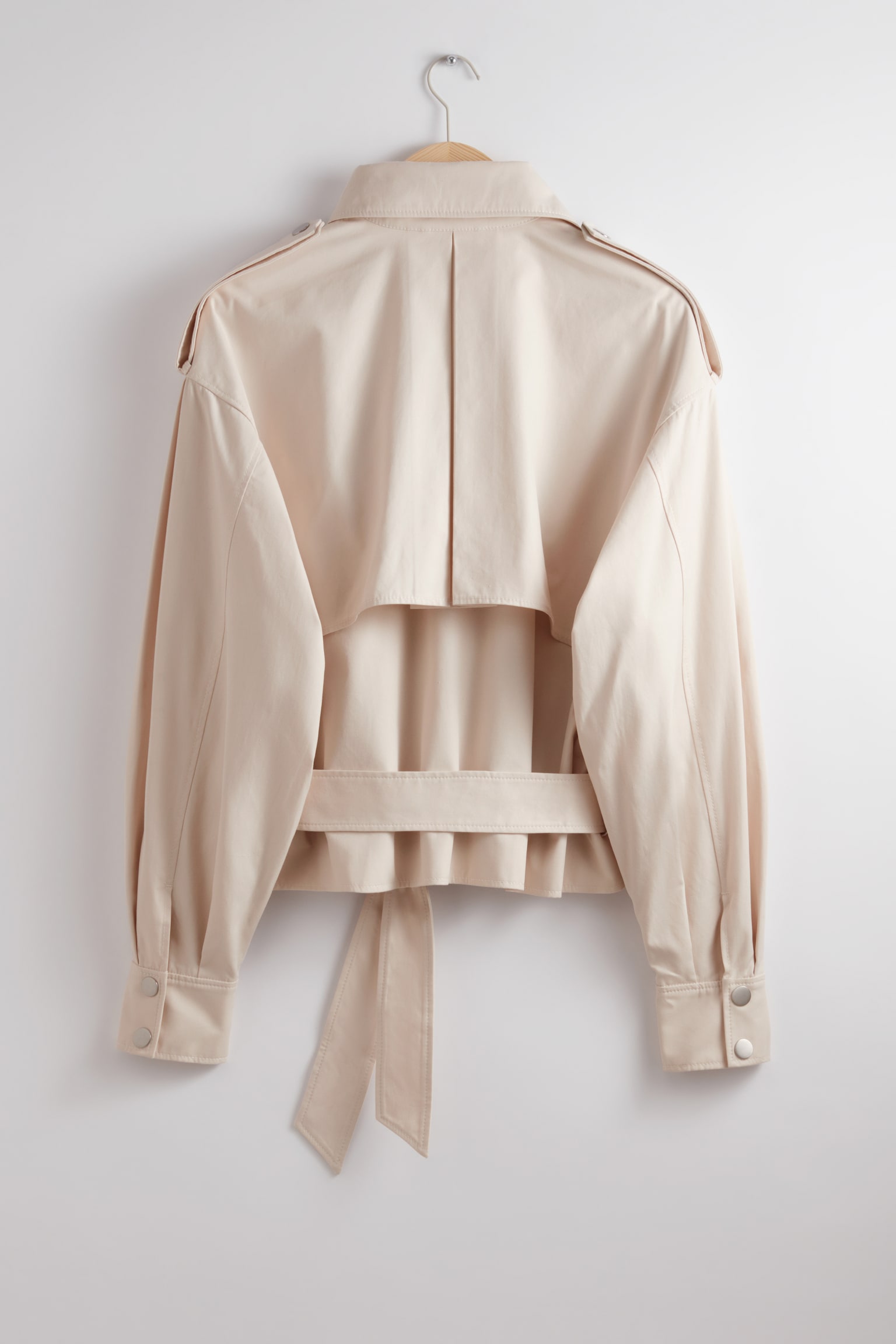 Oversized Belted Jacket - Beige - 2