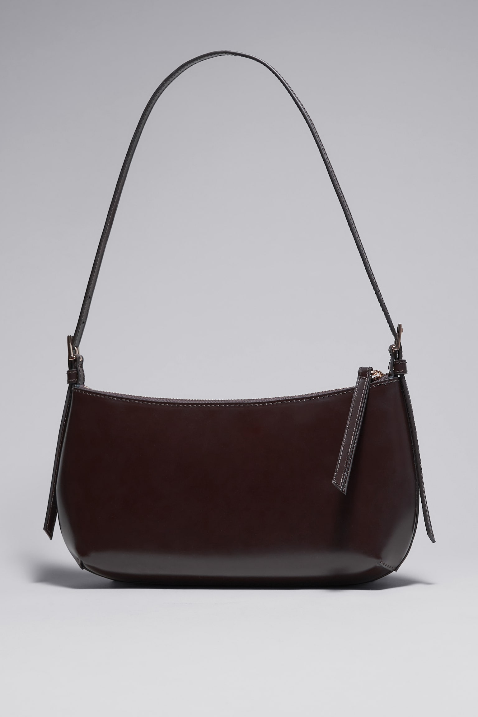 Petit Leather Shoulder Bag - Mahogany/Black/Grey - 4