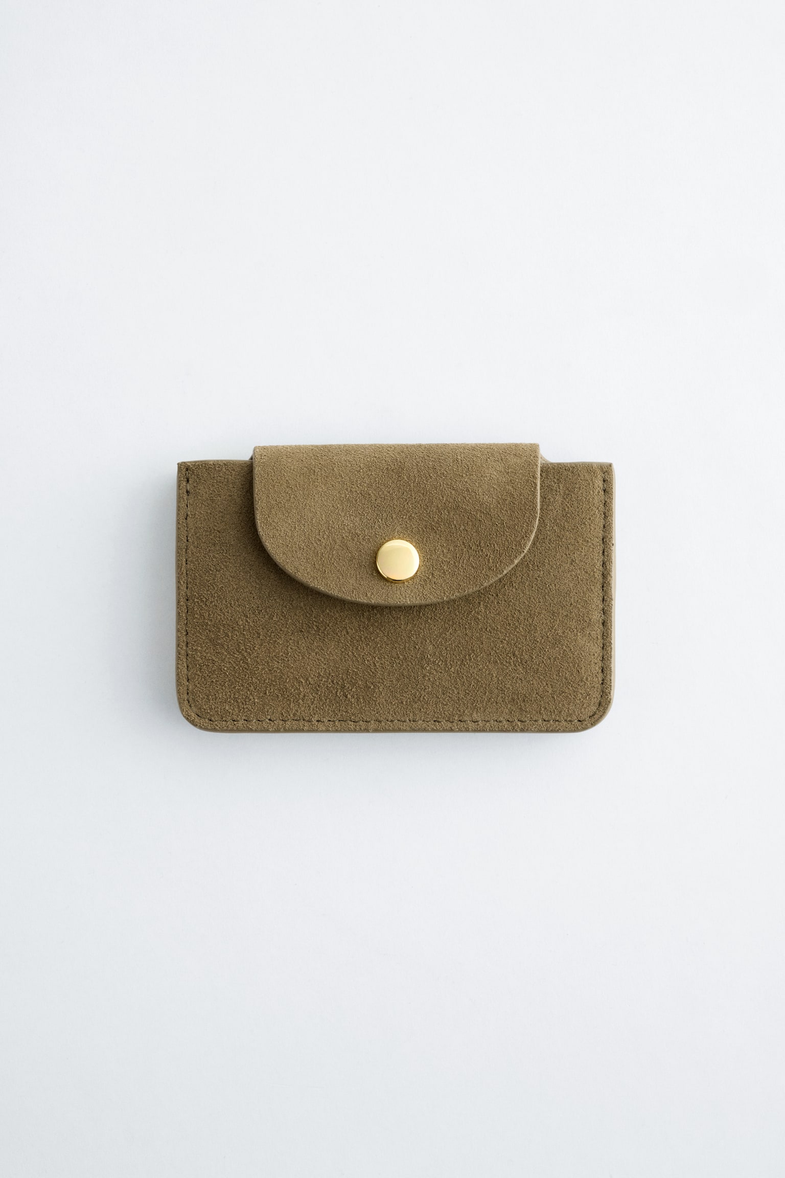 Karten-Etui aus Leder - Dunkelbeige/Veloursleder/Hellrosa