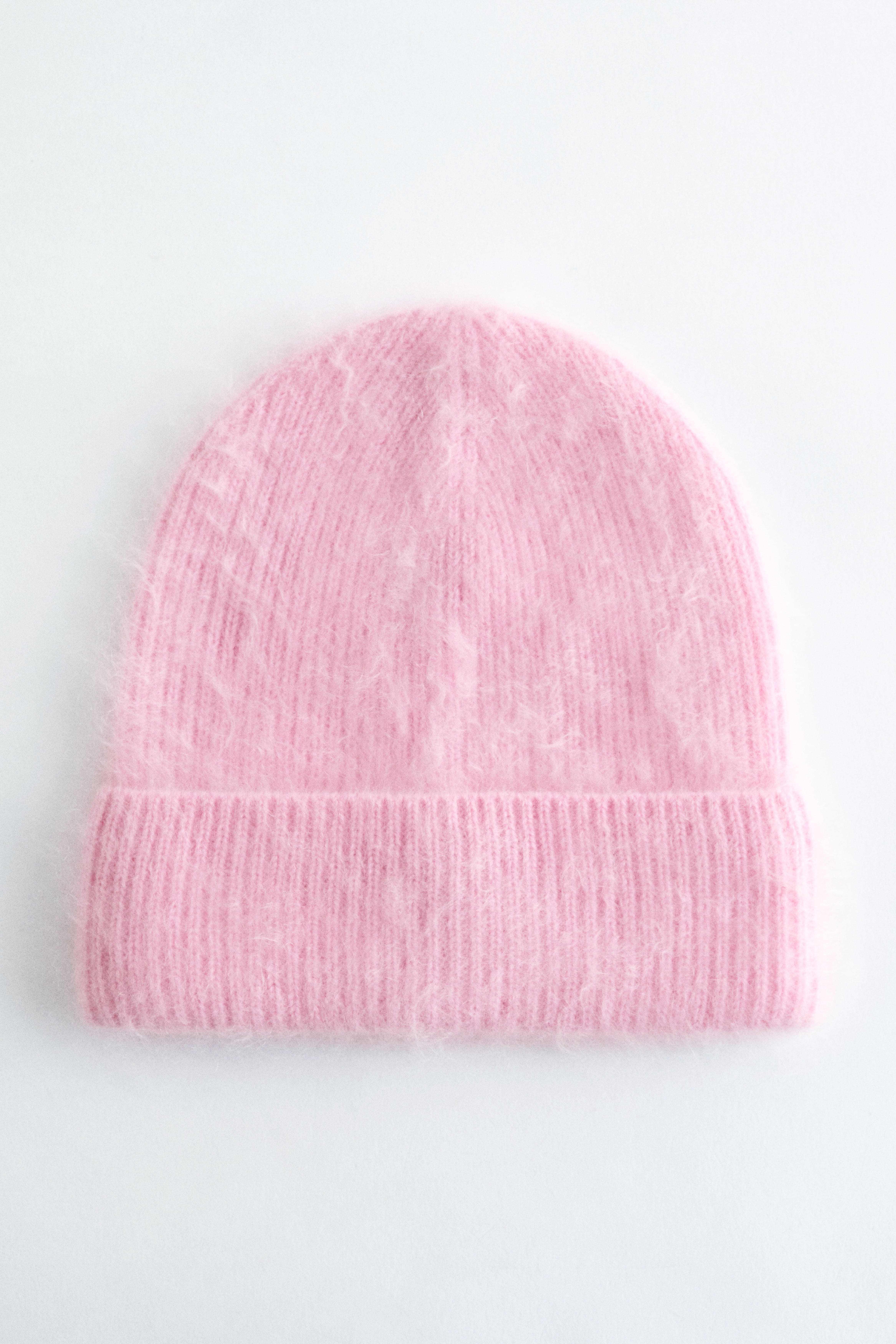 Berretto in cashmere spazzolato - Rosa chiaro/Crema