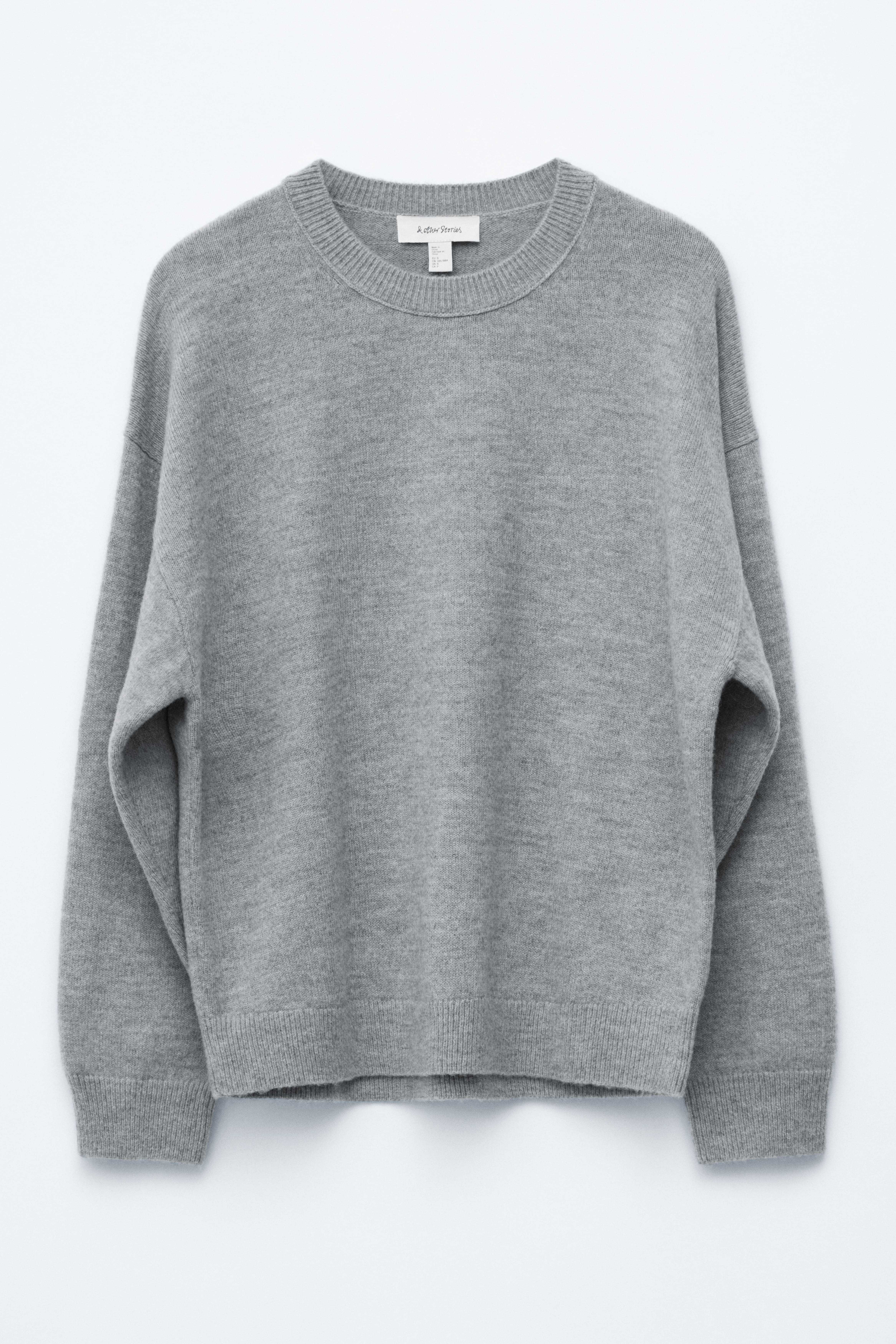 Oversized strikket genser - Grå melange/Marineblå/Lys turkis/Rød