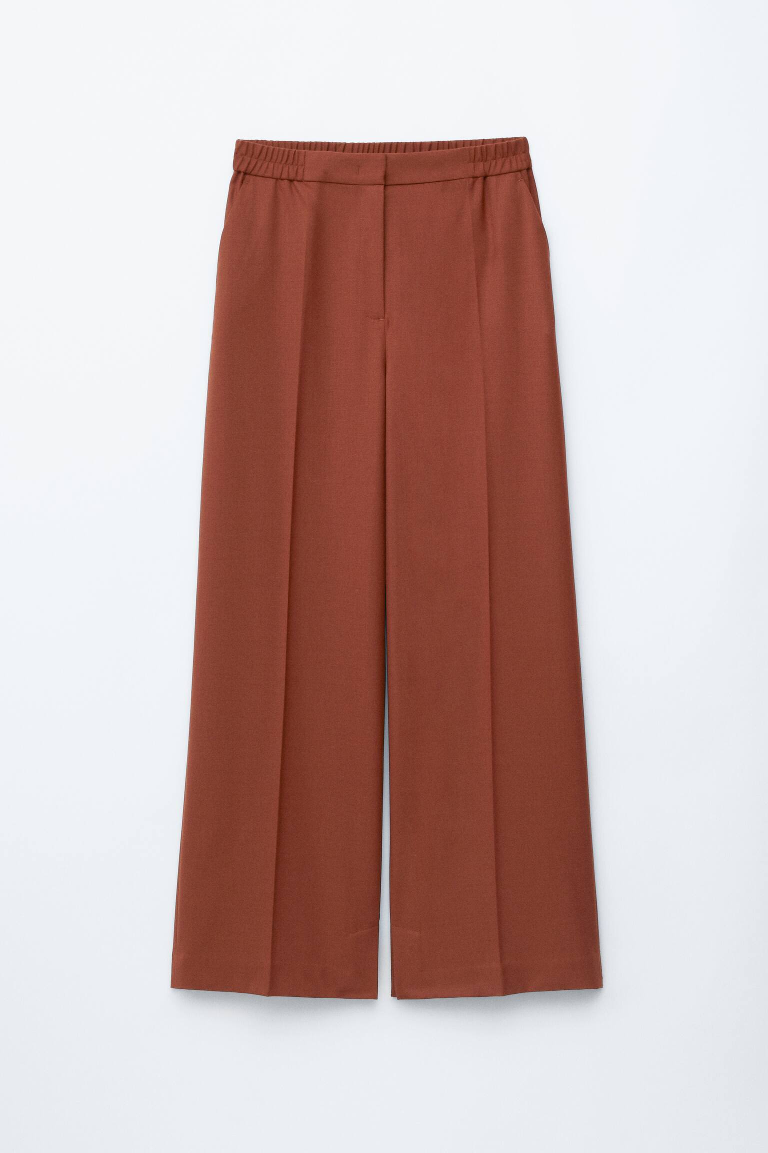 Pantaloni in lana con pieghe pressate - Marrone ruggine - 2