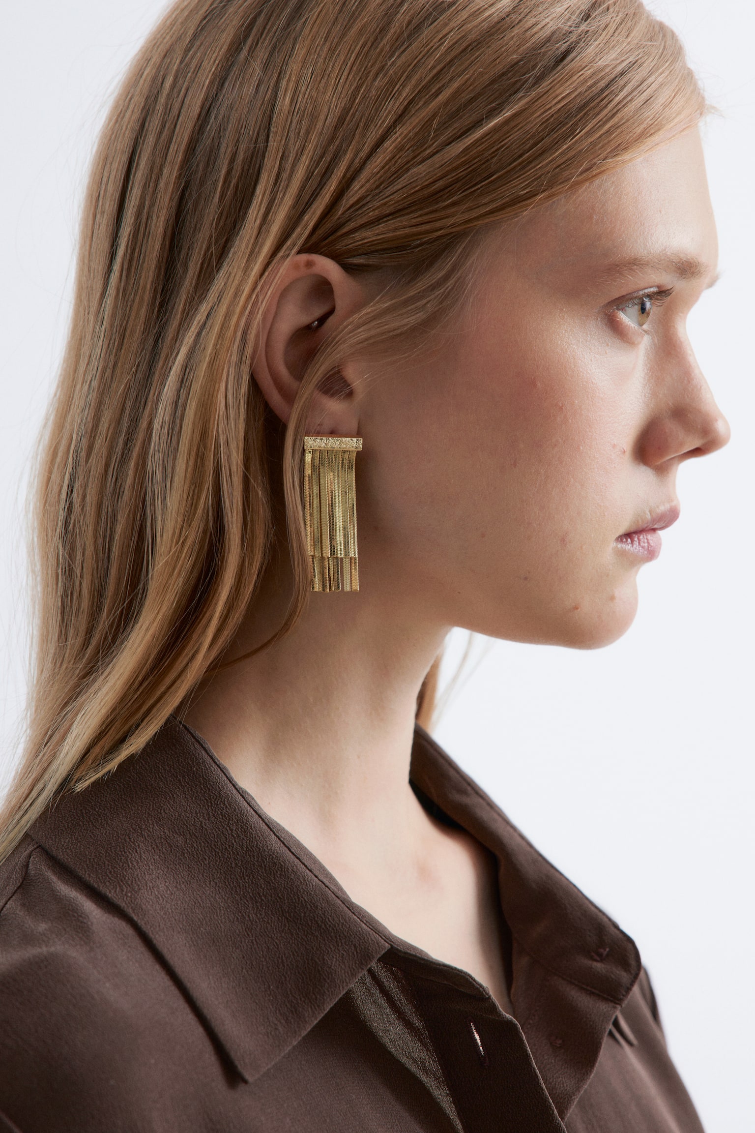 Ohrringe mit Schlangenkettenanhängern - Gold - 1