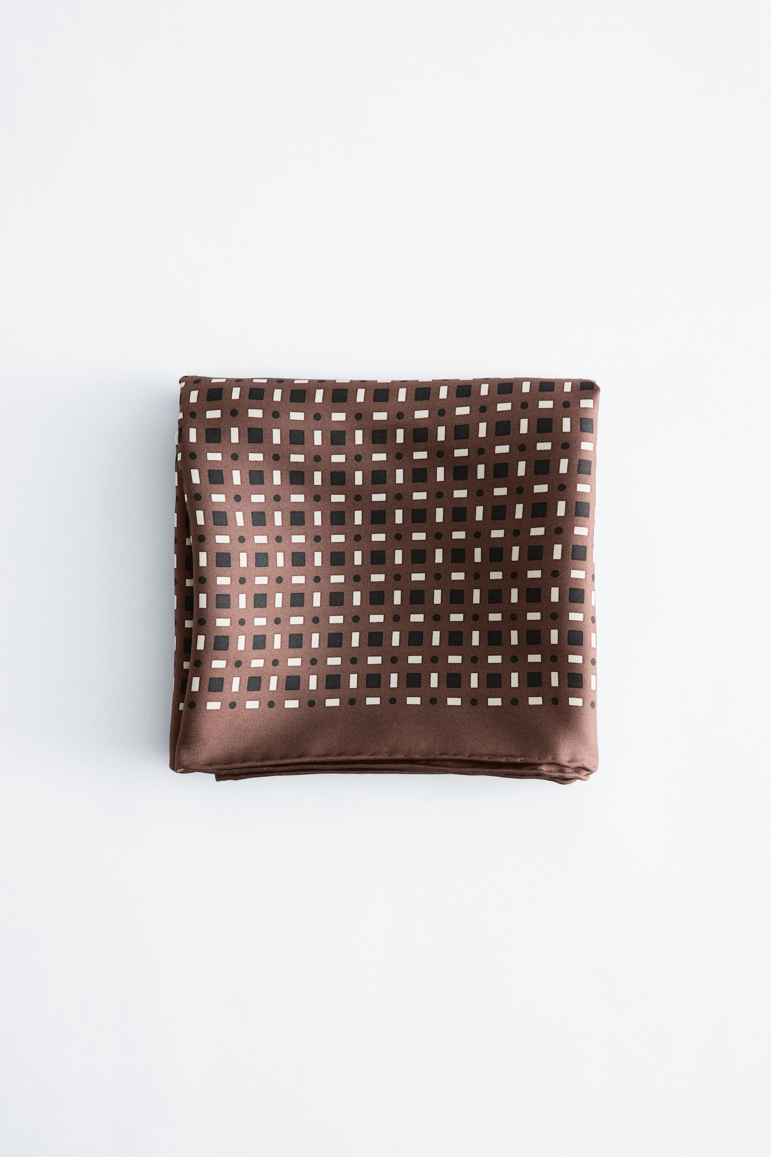 Seidentuch mit geometrischem Print - Braun/Geometrisches Muster/Beige/Geometrisches Muster
