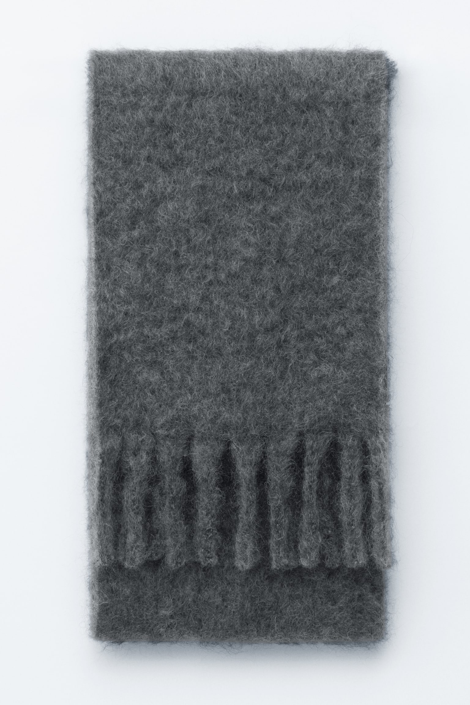 Sciarpa grande in misto mohair - Grigio scuro mélange/Greige mélange/Giallo chiaro - 2