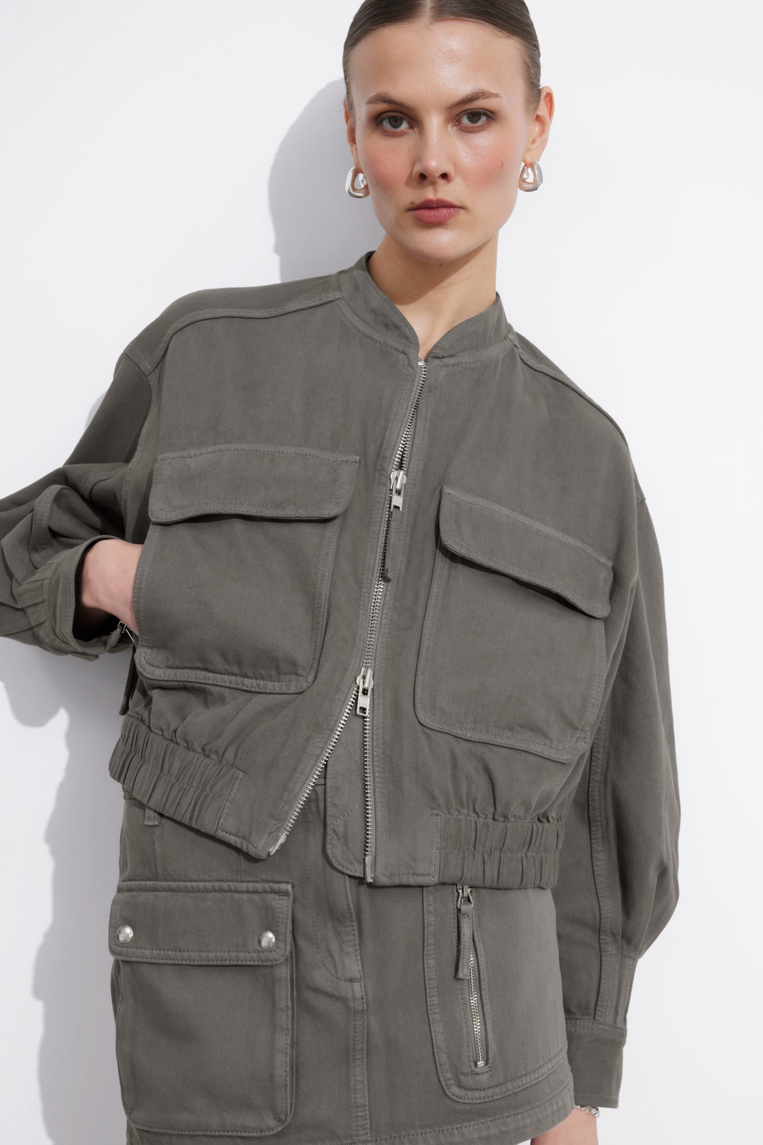 Boxy Utility Jacket - Grey - 5