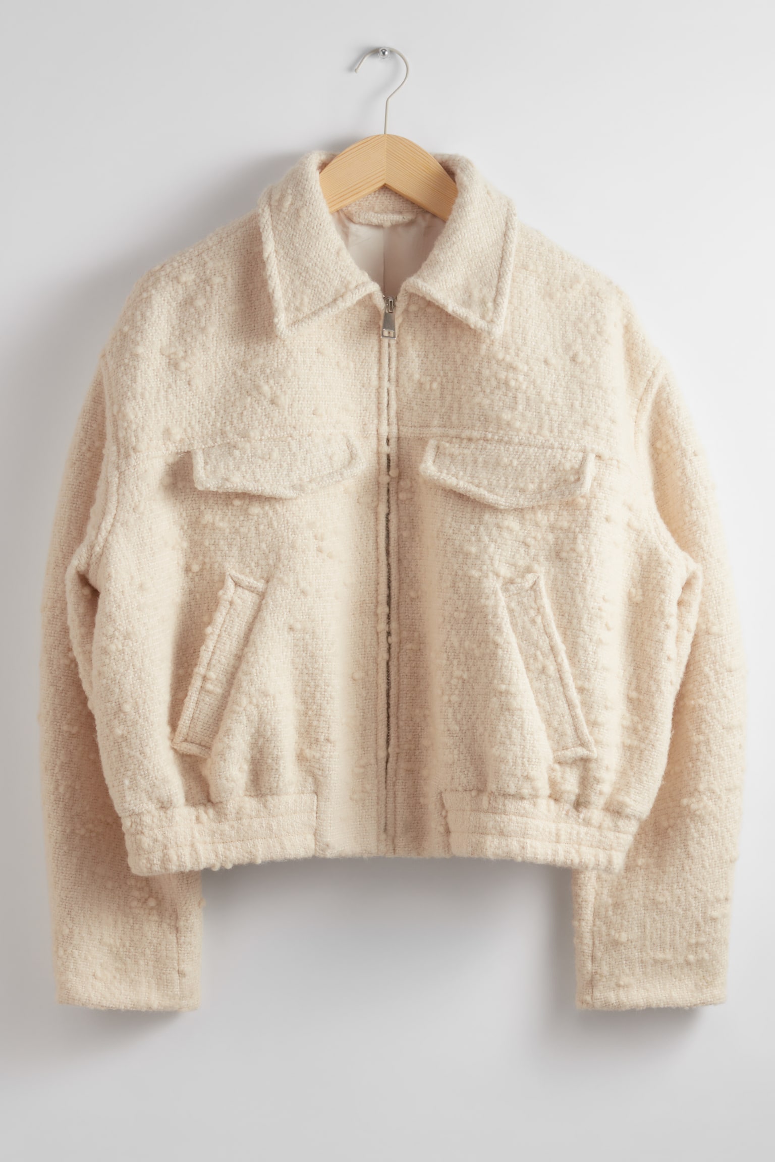 Oversized Zip Jacket - Cream - 2