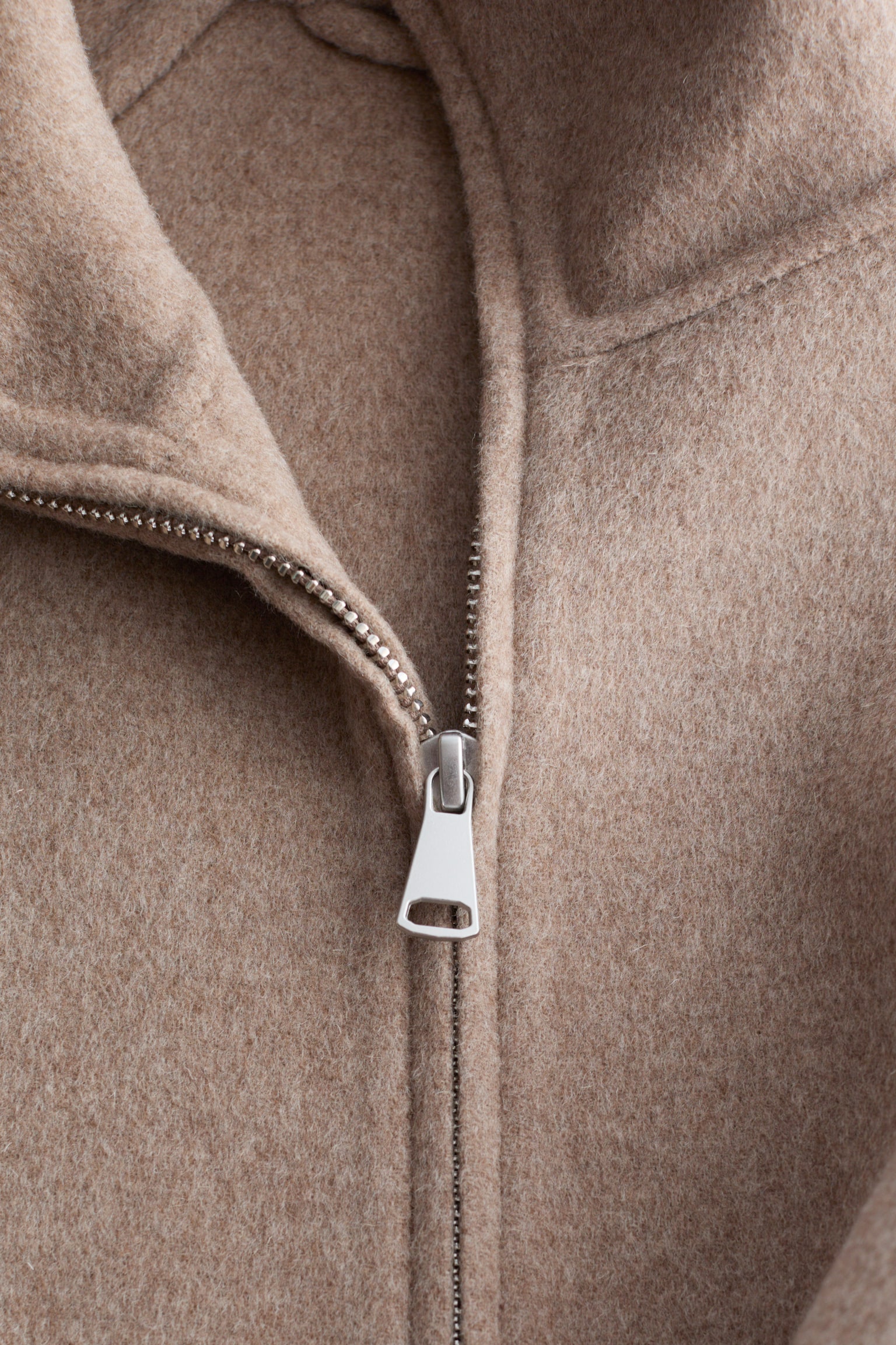 Giacca in lana con zip - Beige scuro/Grigio scuro - 8