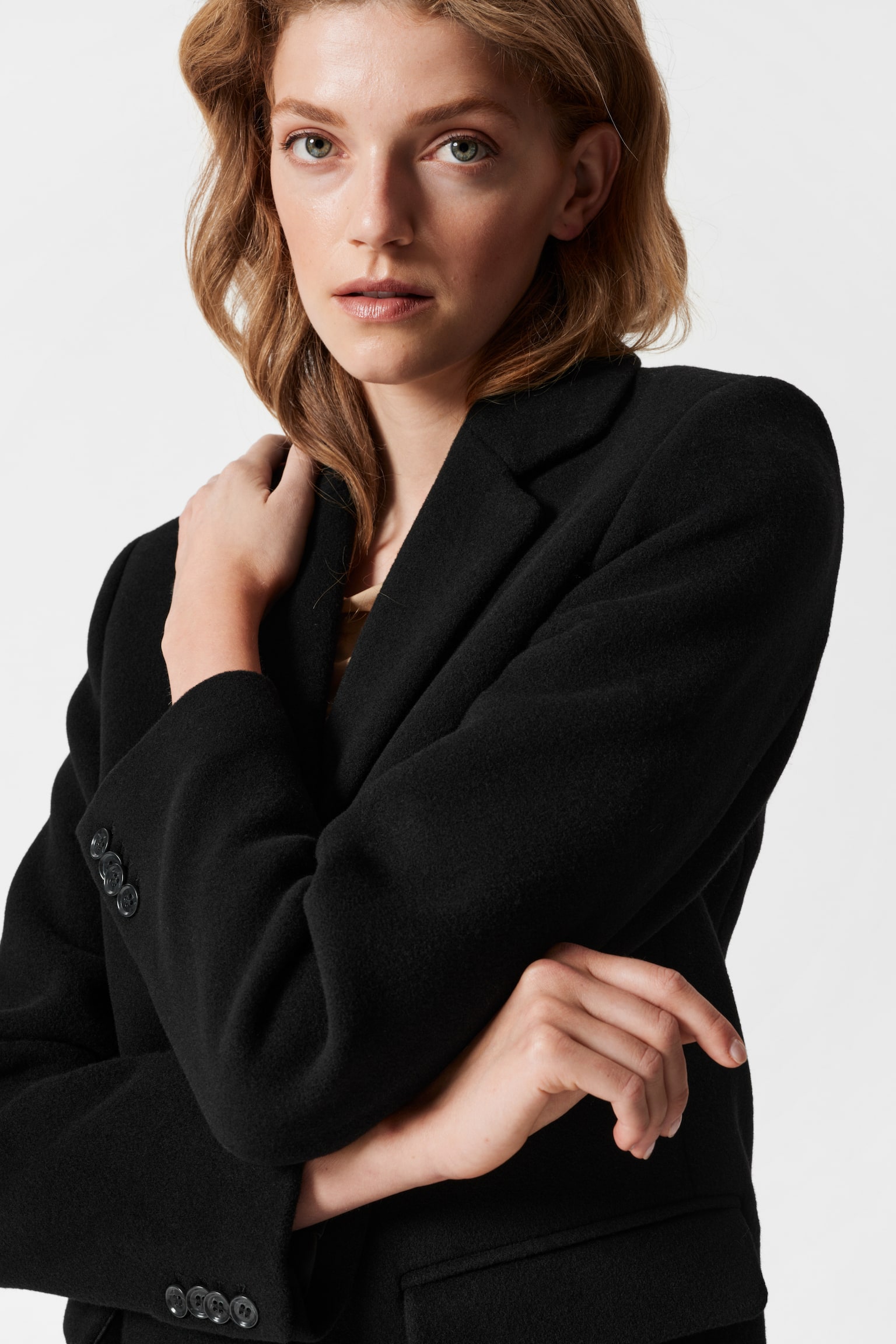 Oversized Wool Blazer - Black/Beige/Navy - 5