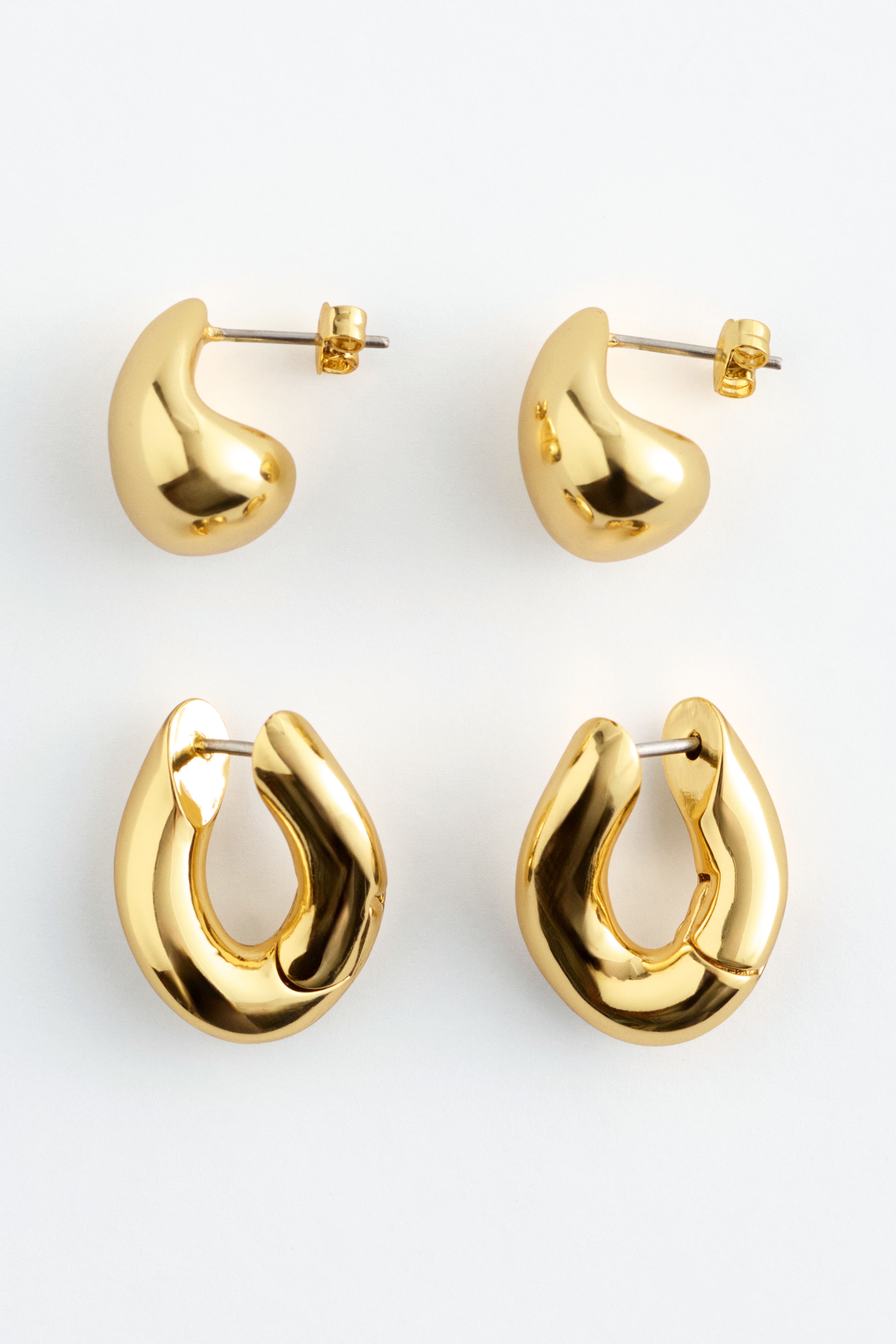 Sculptural 2-Pack Earring Set - Guld