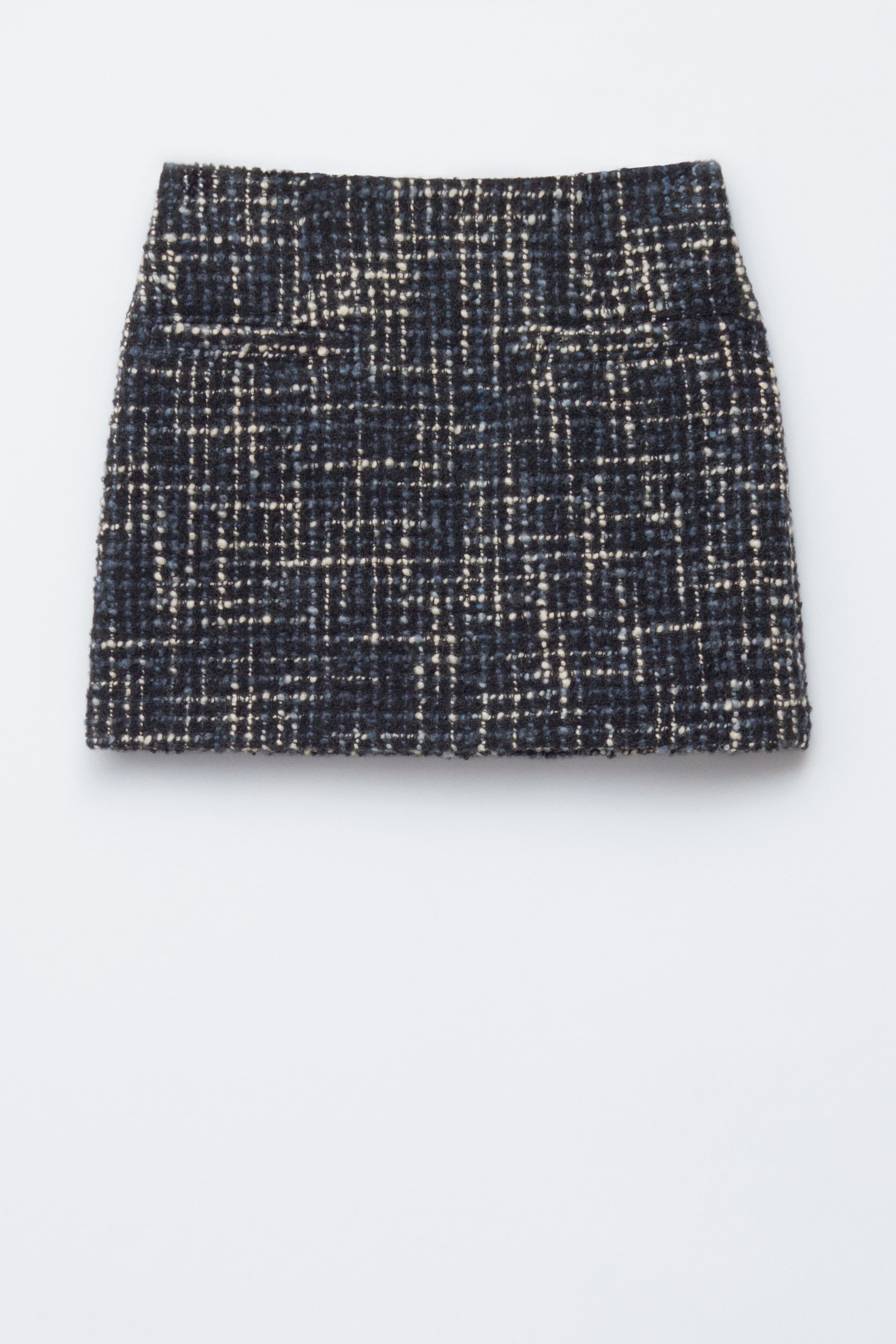 Minigonna in misto lana strutturata - Nero/Blu