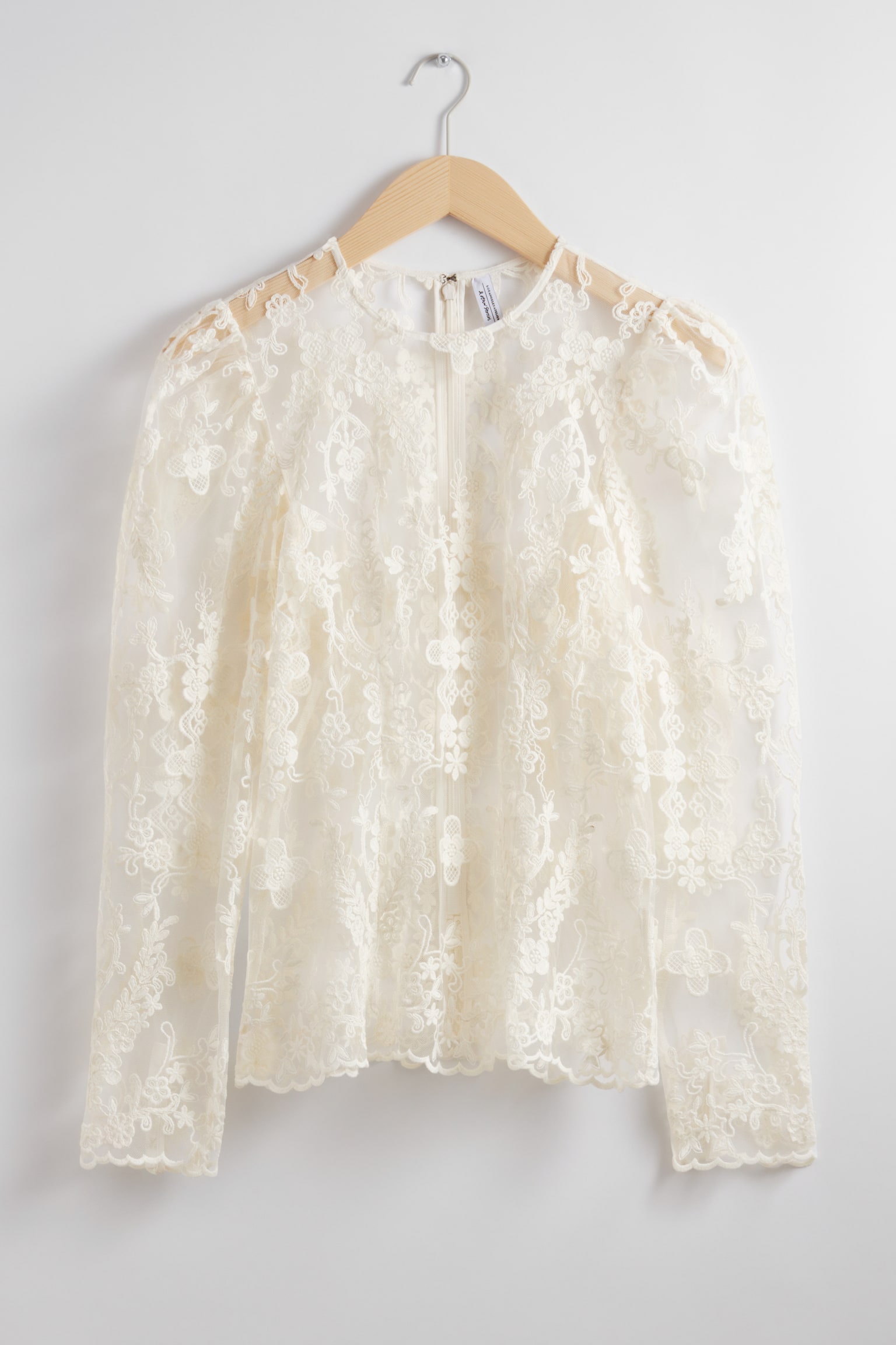 Puff-Sleeve Lace Top - White - 1