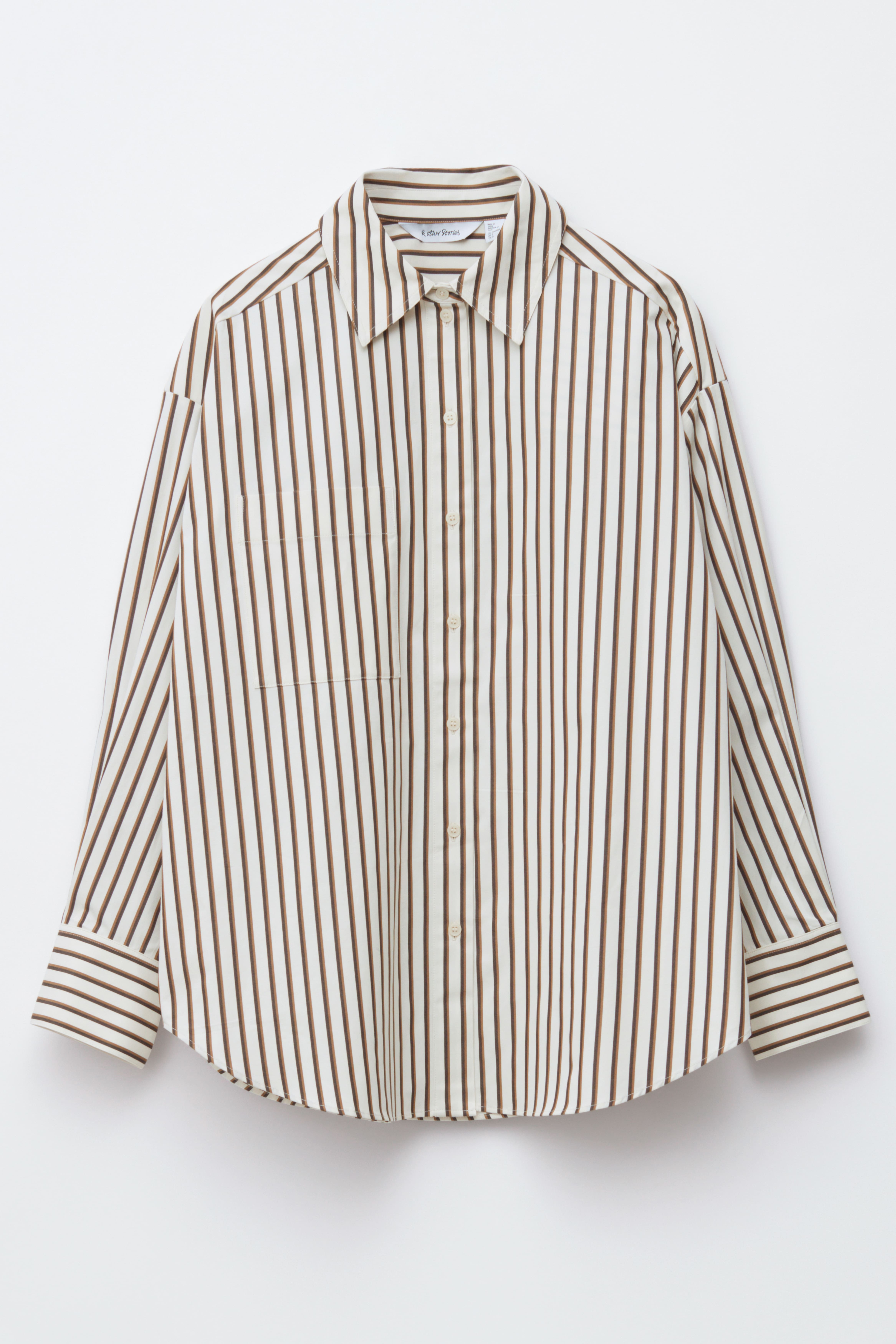Camicia oversize - Righe bianco/marrone/Azzurro
